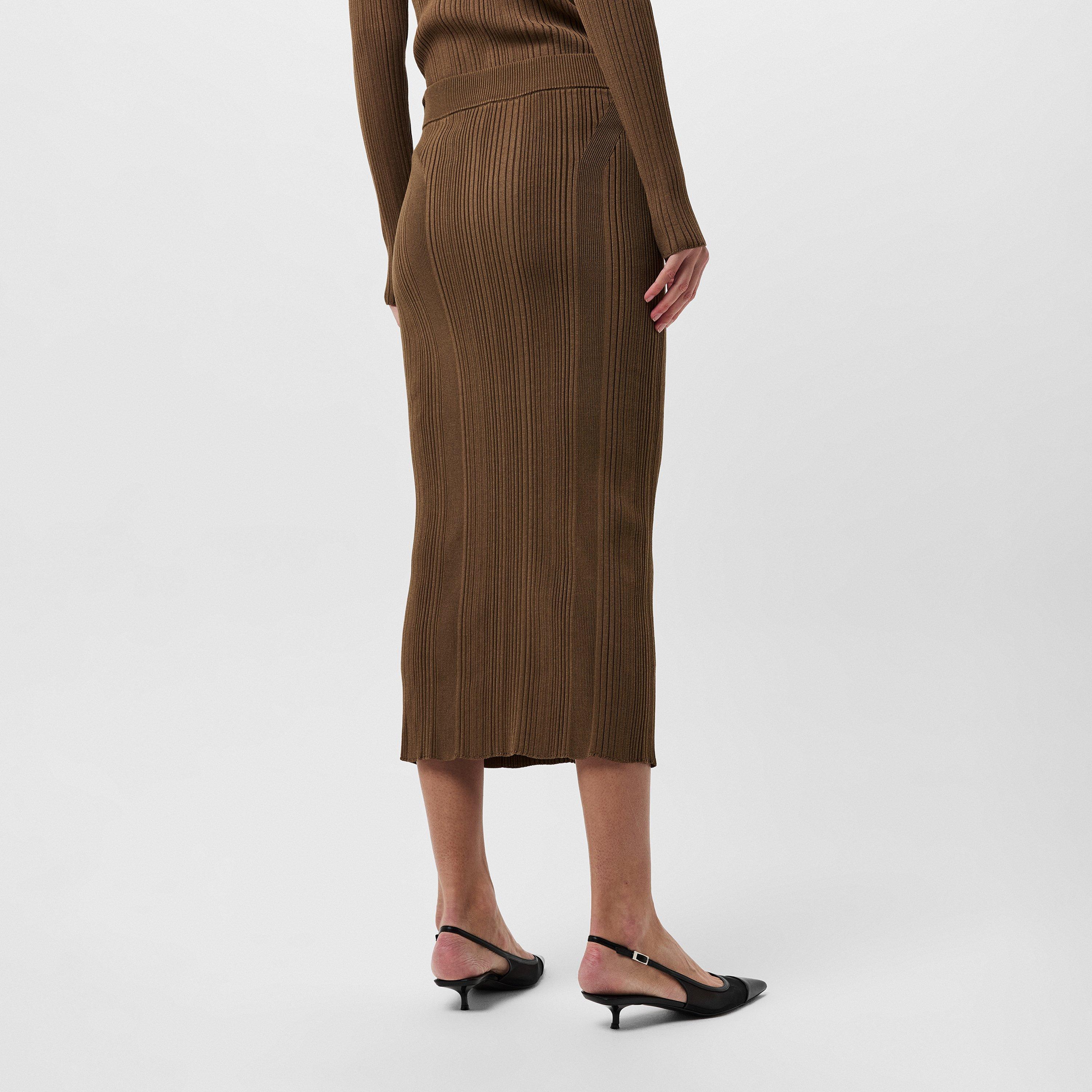 Open Brown 249 - Boss - Women's Knitted Pencil Skirt, Luxurious Viscose Blend - 3