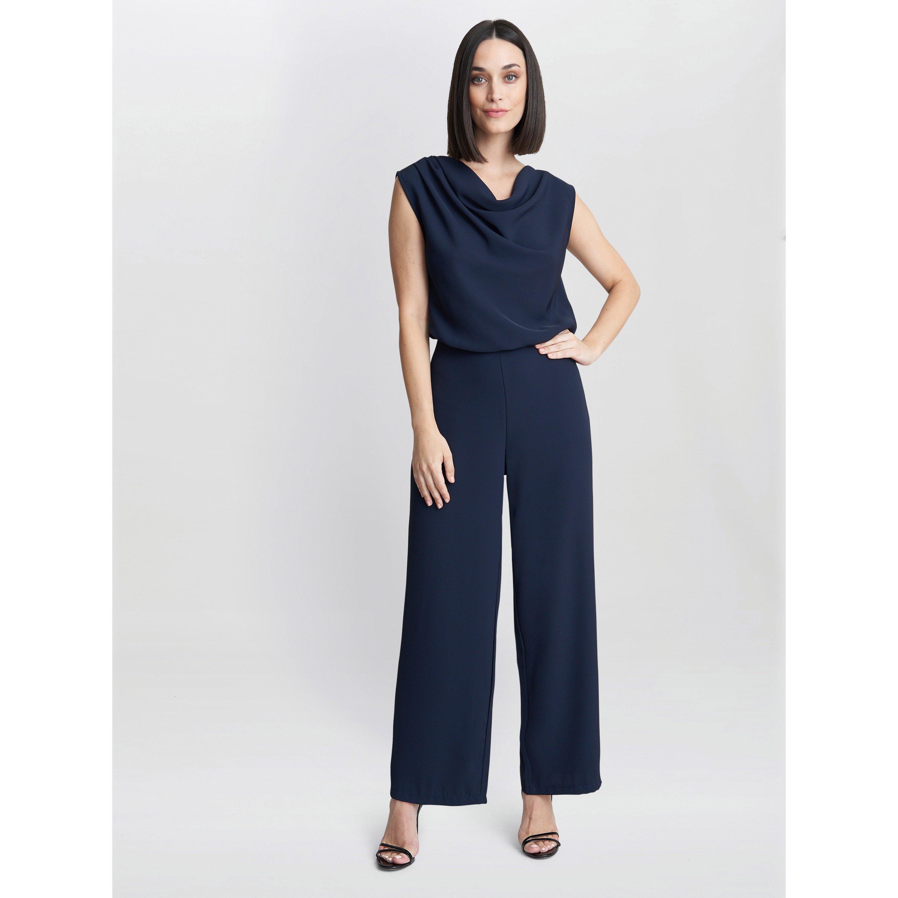 Gina Bacconi Women's Anaya Crepe Jumpsuit - Navy - L