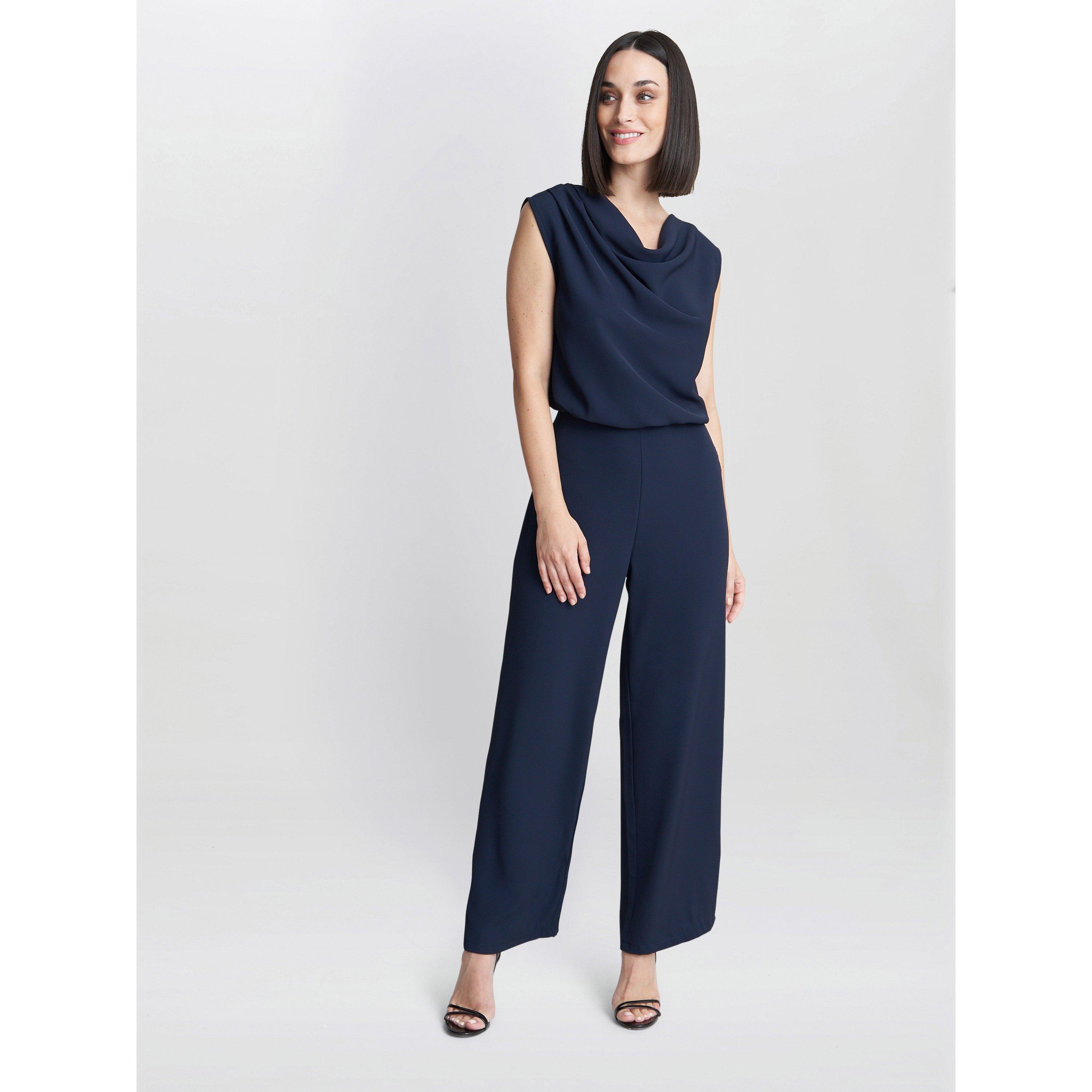 Navy - Gina Bacconi - Anaya Crepe Jumpsuit - 3