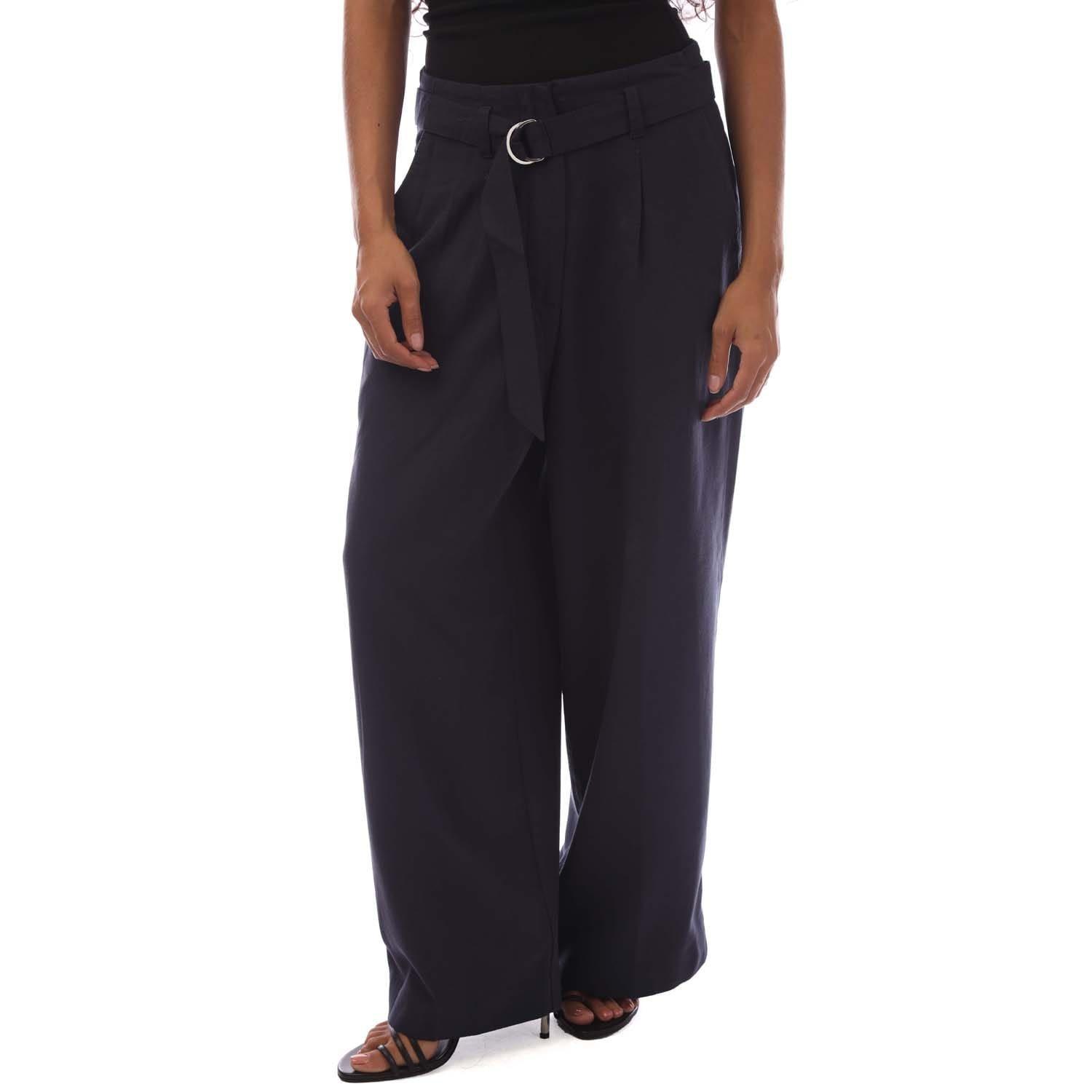 Blue - Gant - Wide Cropped Belted Pants - 2