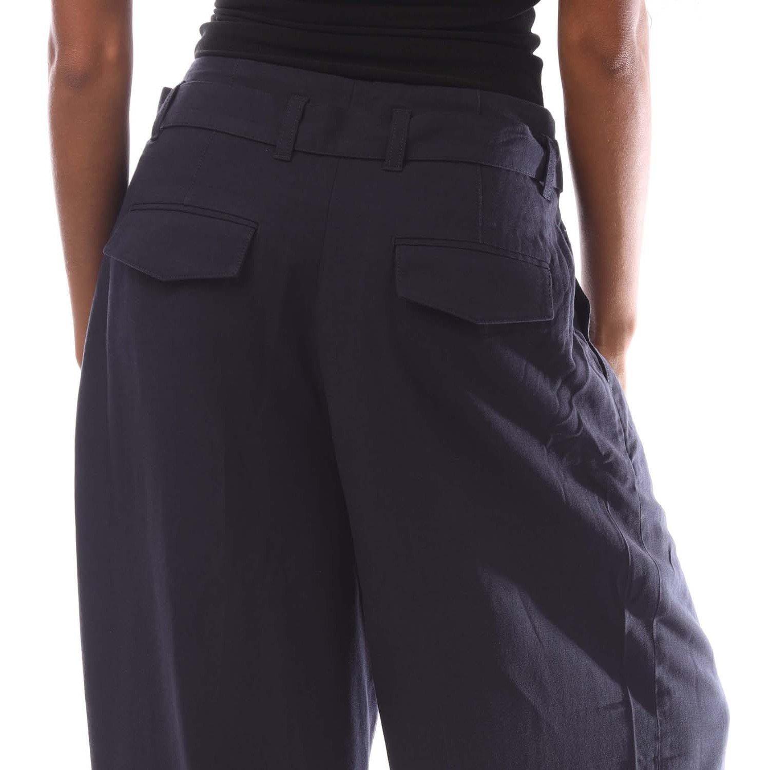 Blue - Gant - Wide Cropped Belted Pants - 3