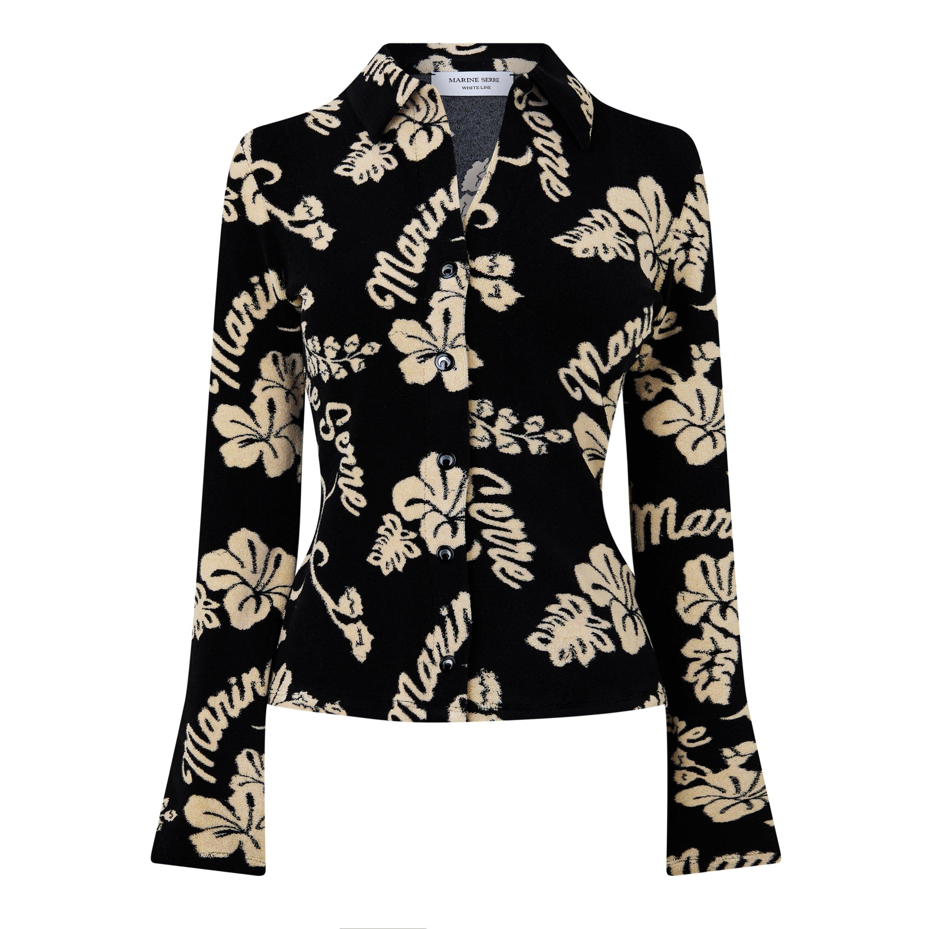 Black - Marine Serre - Women's Jacquard Long-Sleeve Patterned Shirt - 5