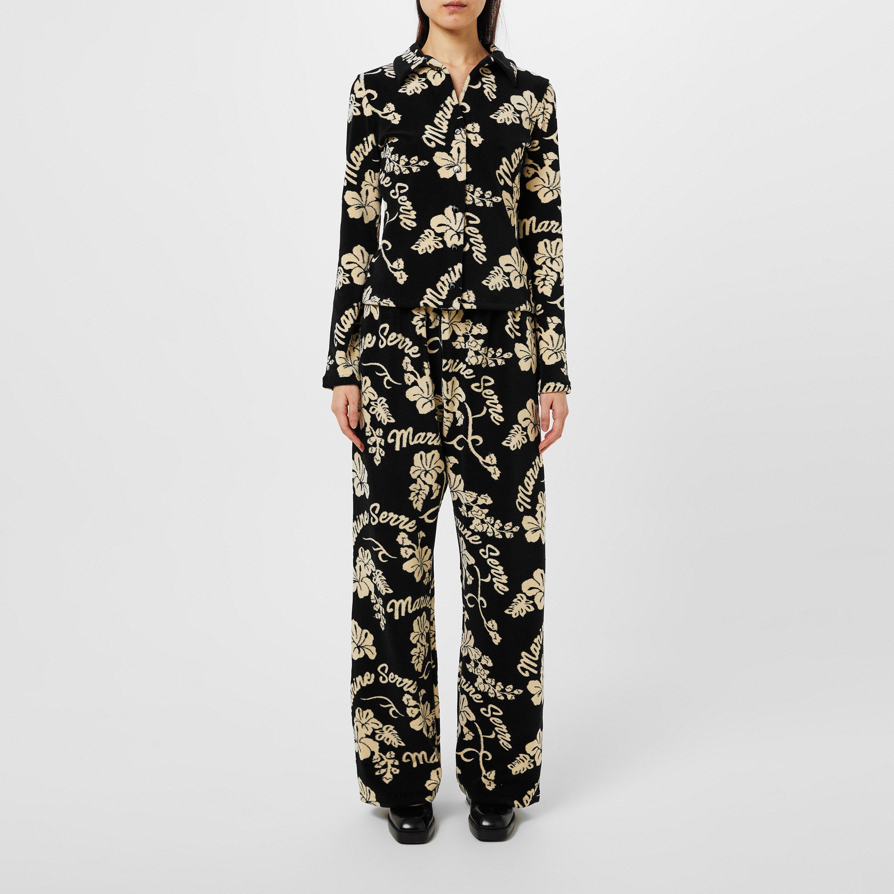 Black - Marine Serre - Women's Jacquard Long-Sleeve Patterned Shirt - 4