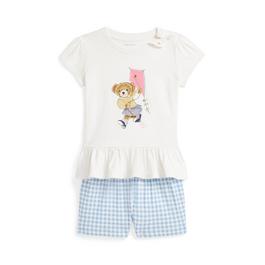 Polo Ralph Lauren Bear Cotton Tee And Bloomer Set