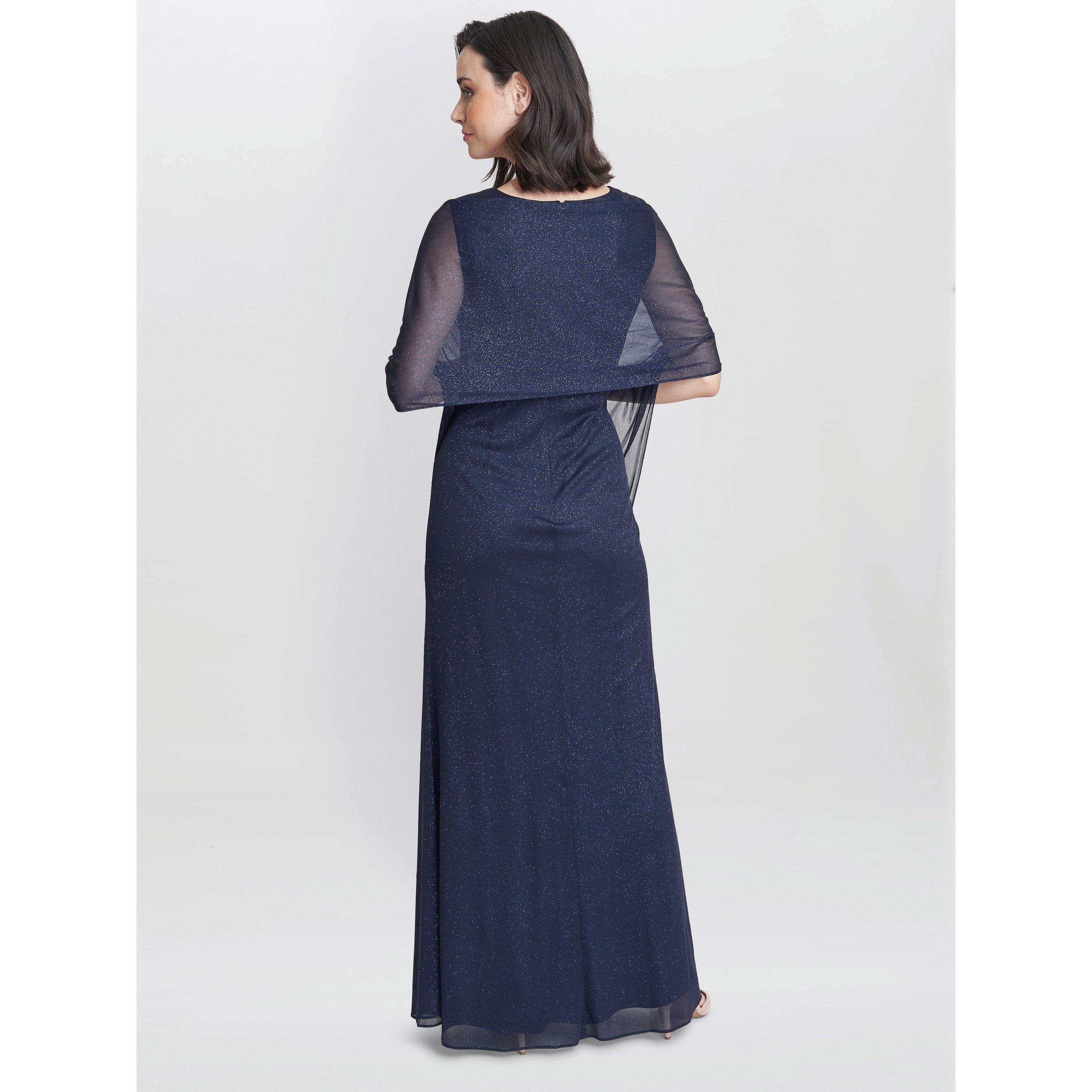 Dark Navy - Gina Bacconi - Alicia Maxi Dress With Matching Shawl - 2