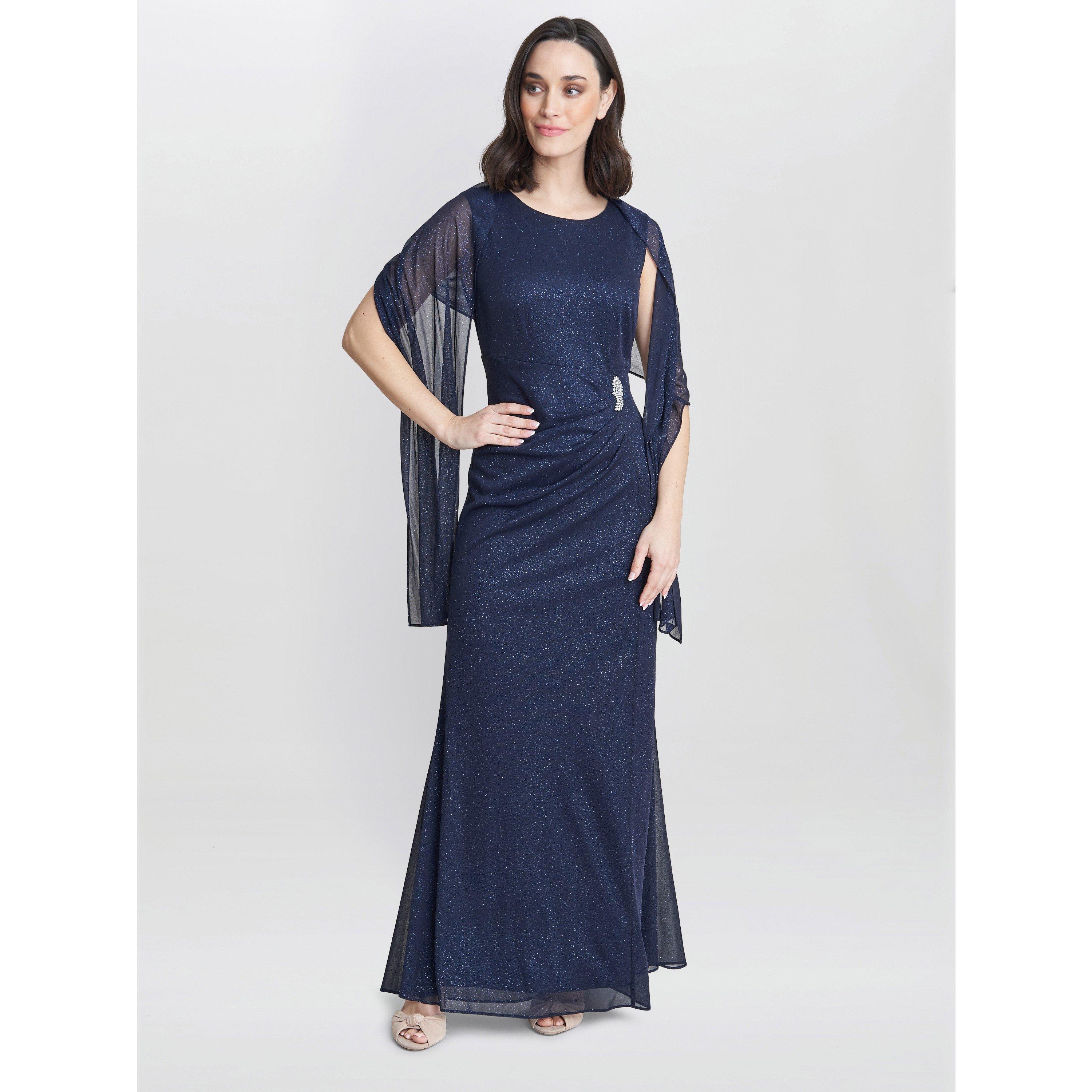 Dark Navy - Gina Bacconi - Alicia Maxi Dress With Matching Shawl - 3