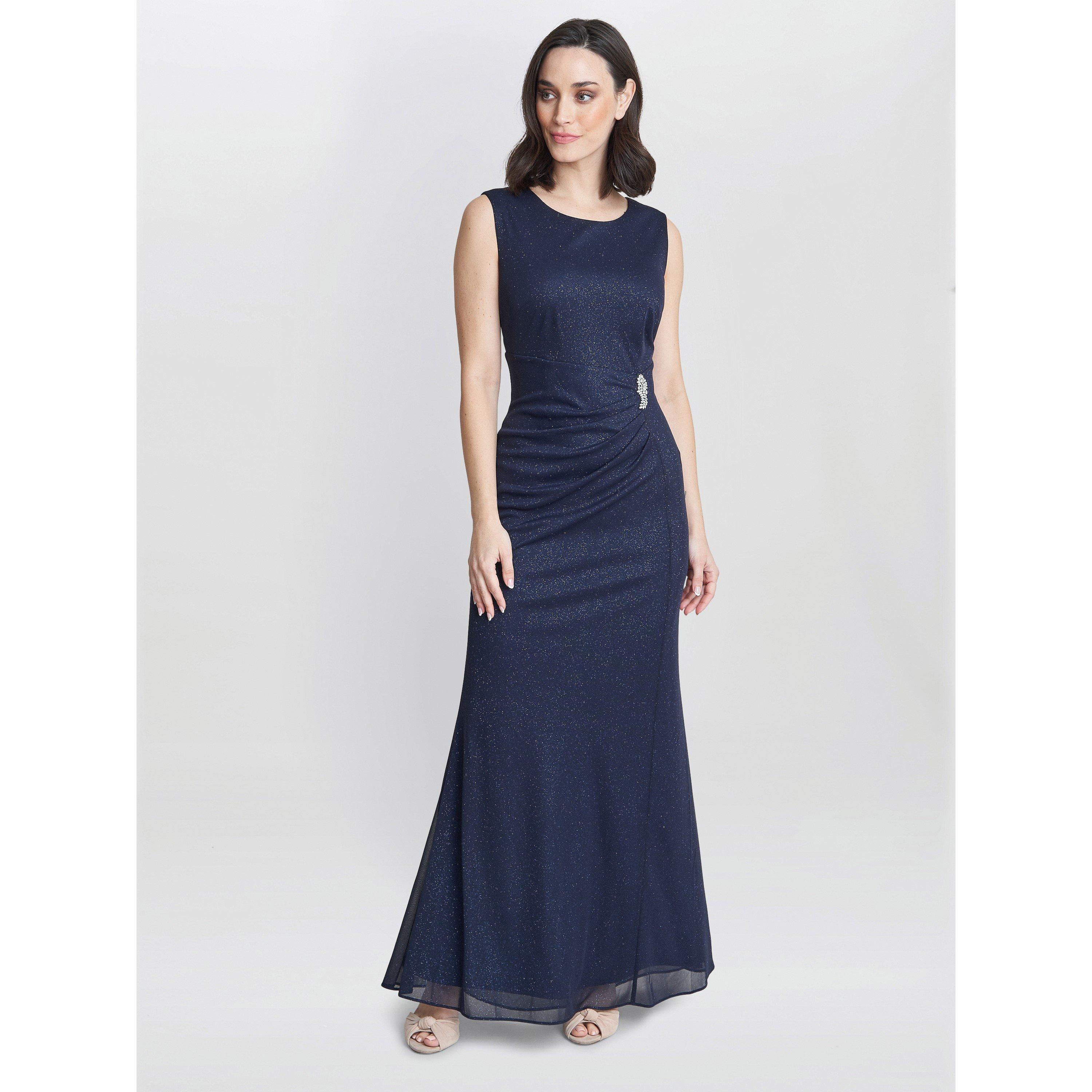 Dark Navy - Gina Bacconi - Alicia Maxi Dress With Matching Shawl - 5