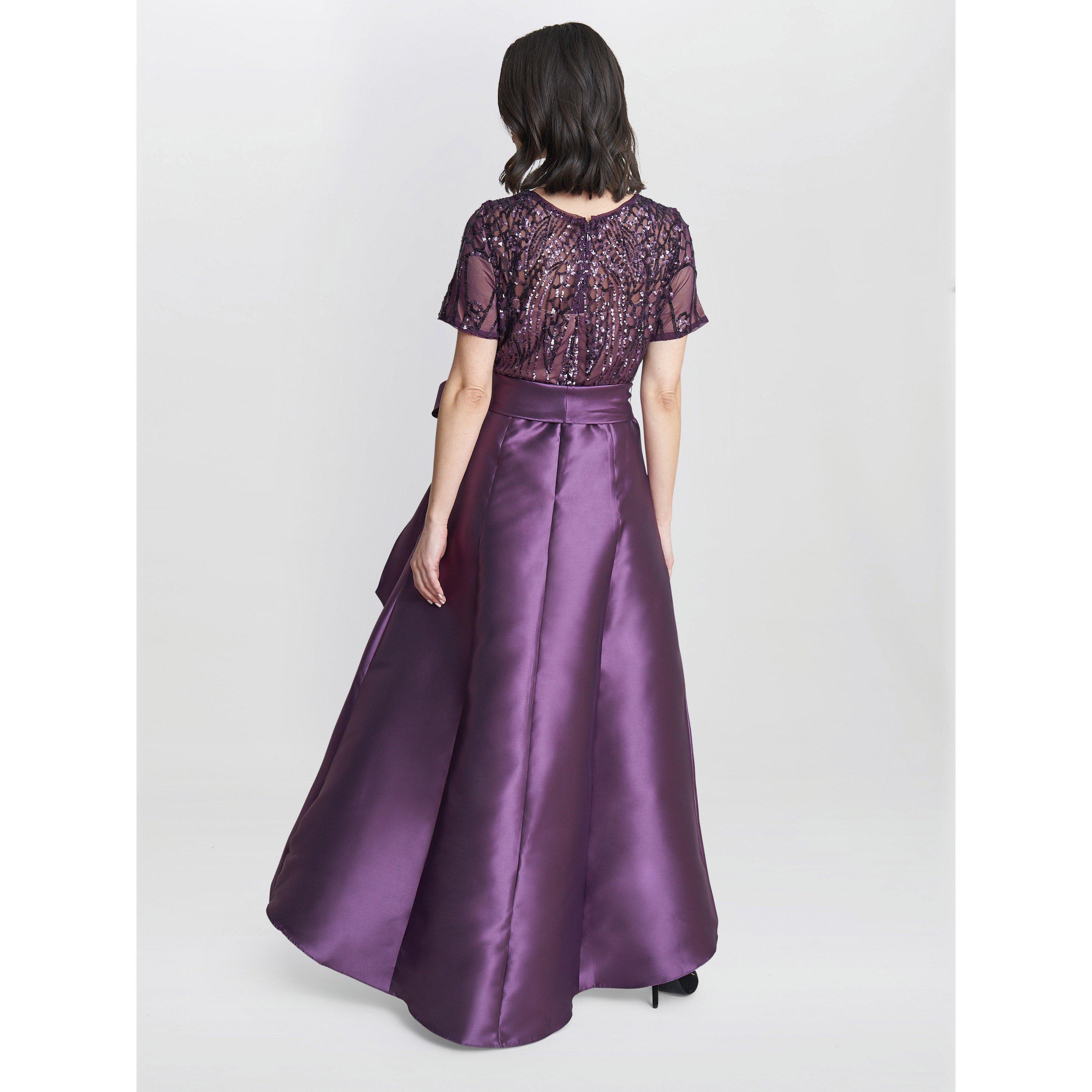 Plum - Gina Bacconi - Noemi Embroidered High Low Maxi Dress - 2