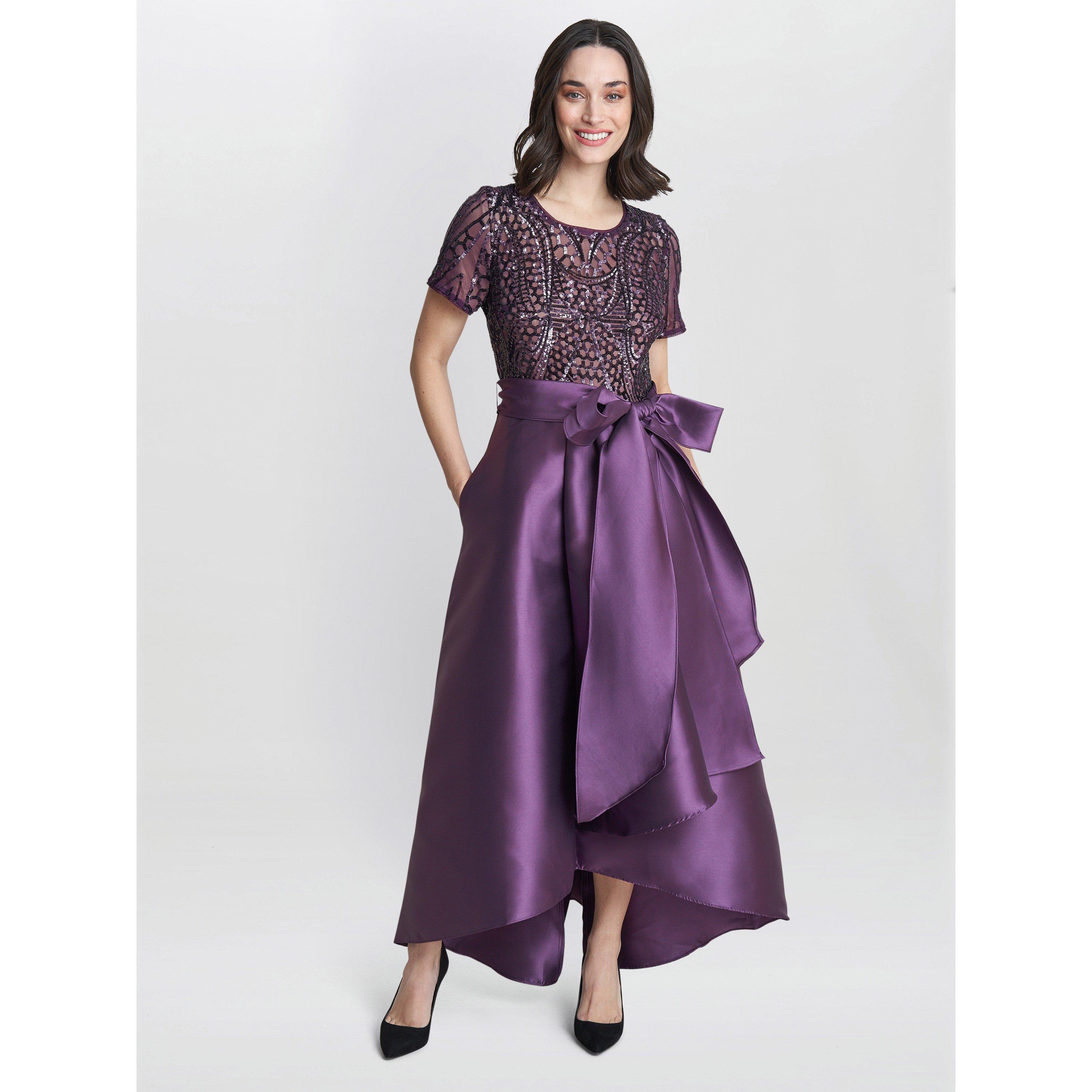 Plum - Gina Bacconi - Noemi Embroidered High Low Maxi Dress - 3