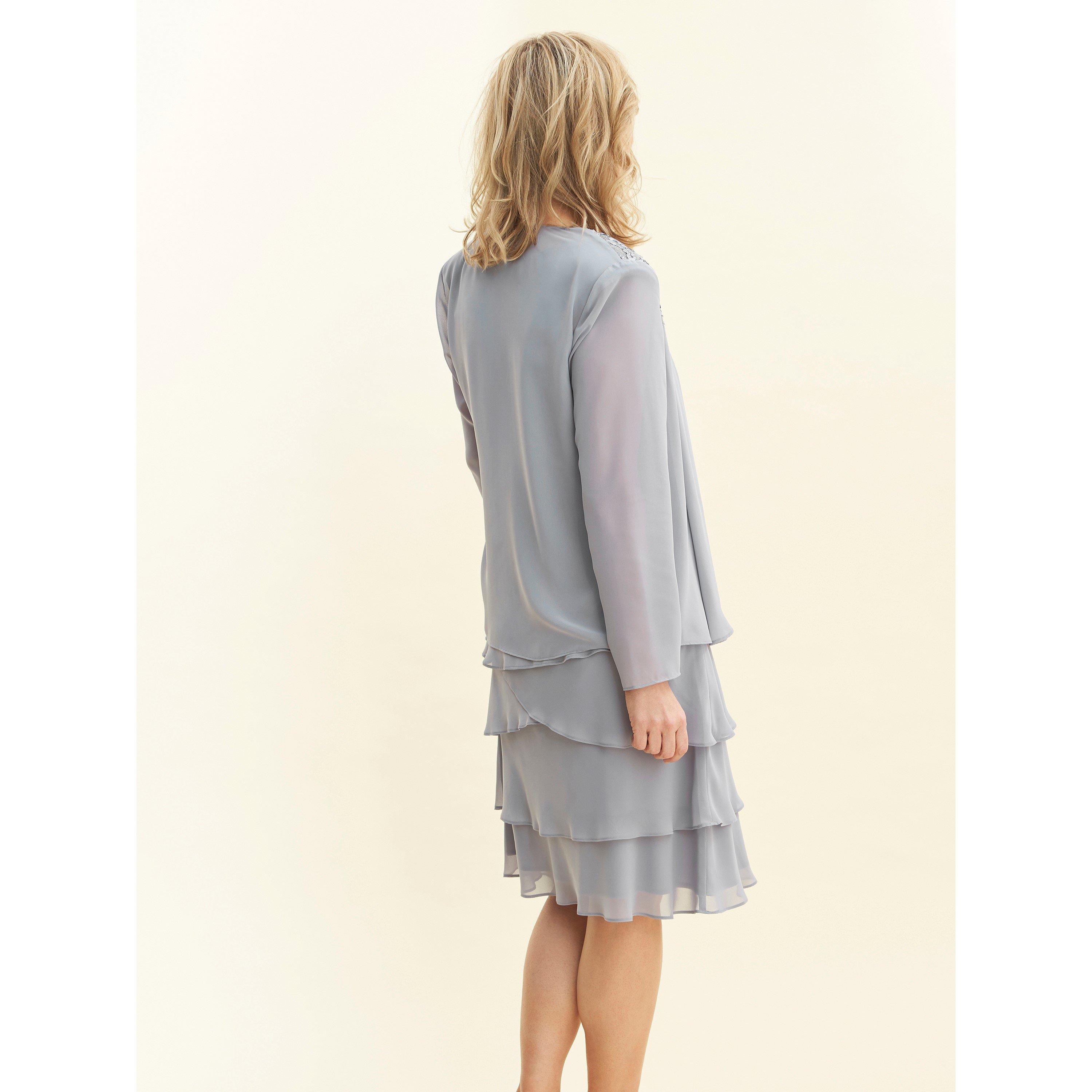 Concrete - Gina Bacconi - Camira Lace Shoulder Tier Jacket Dress - 2