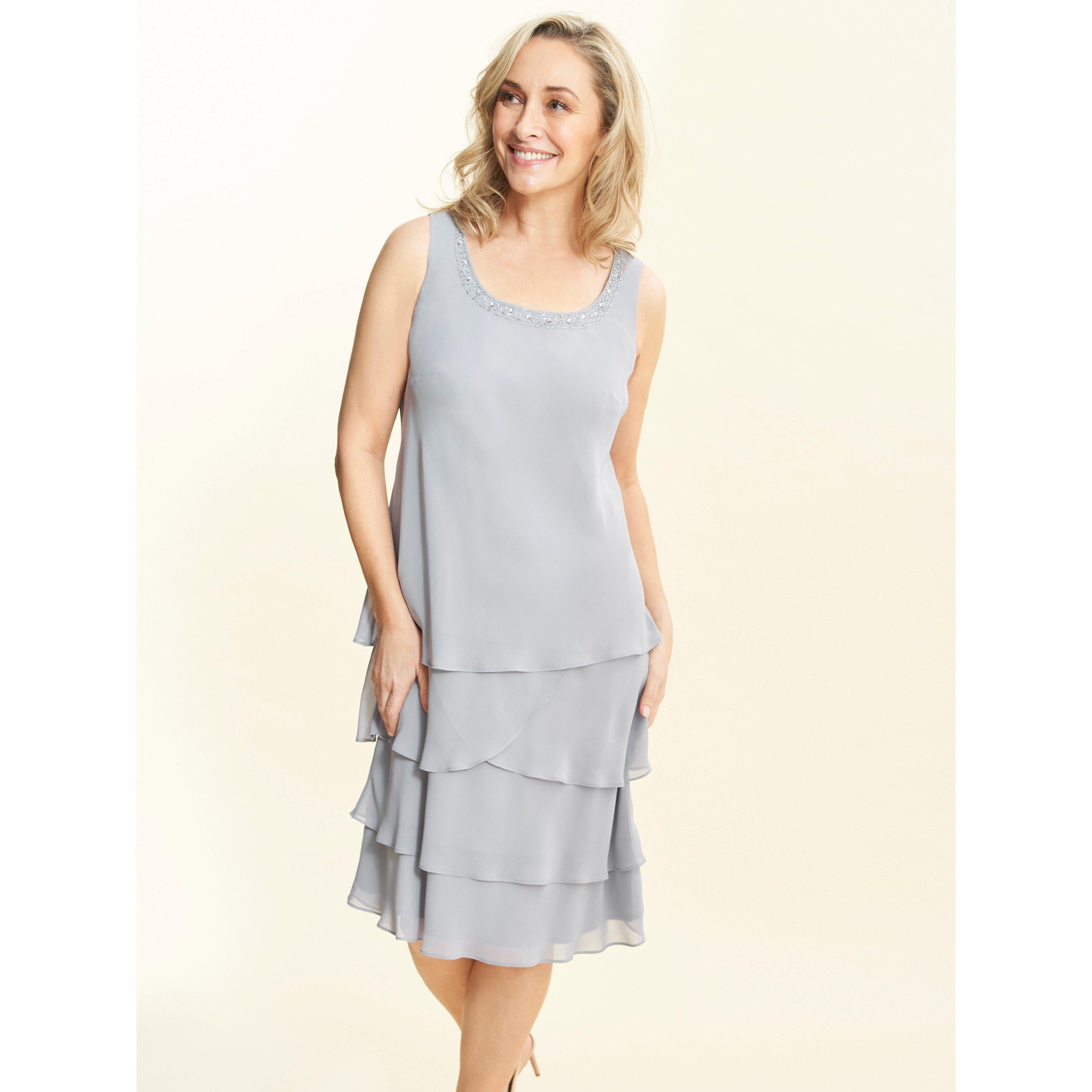 Concrete - Gina Bacconi - Camira Lace Shoulder Tier Jacket Dress - 6