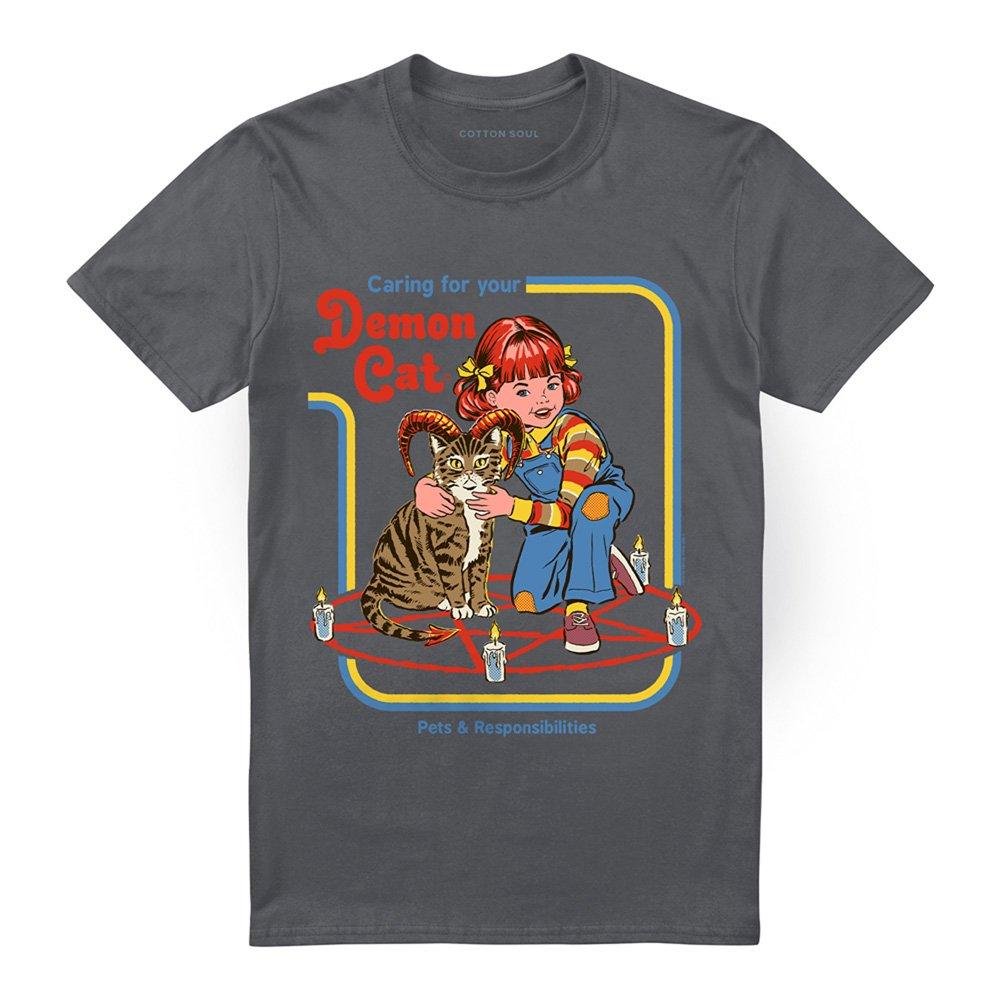 Charcoal - Steven Rhodes - Steven Rhodes Caring For Your Demon Cat T-Shirt C - 4