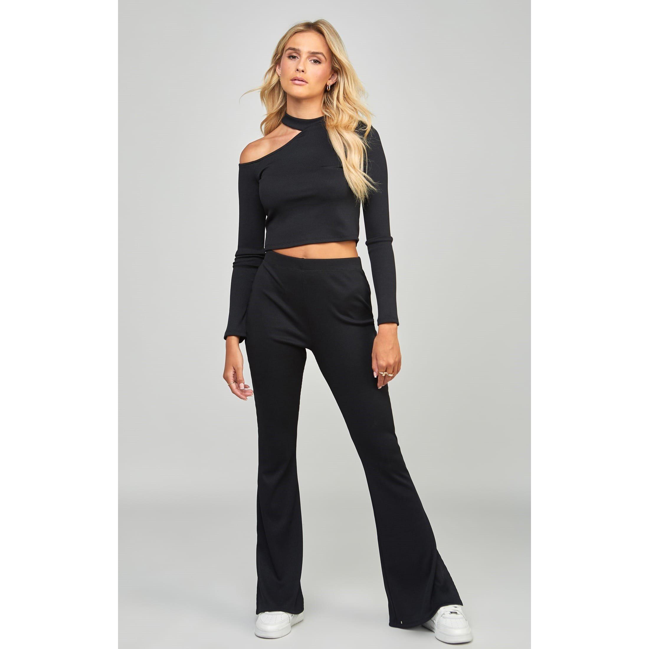 Black - SikSilk - Ribbed Long Sleeve Top - 2