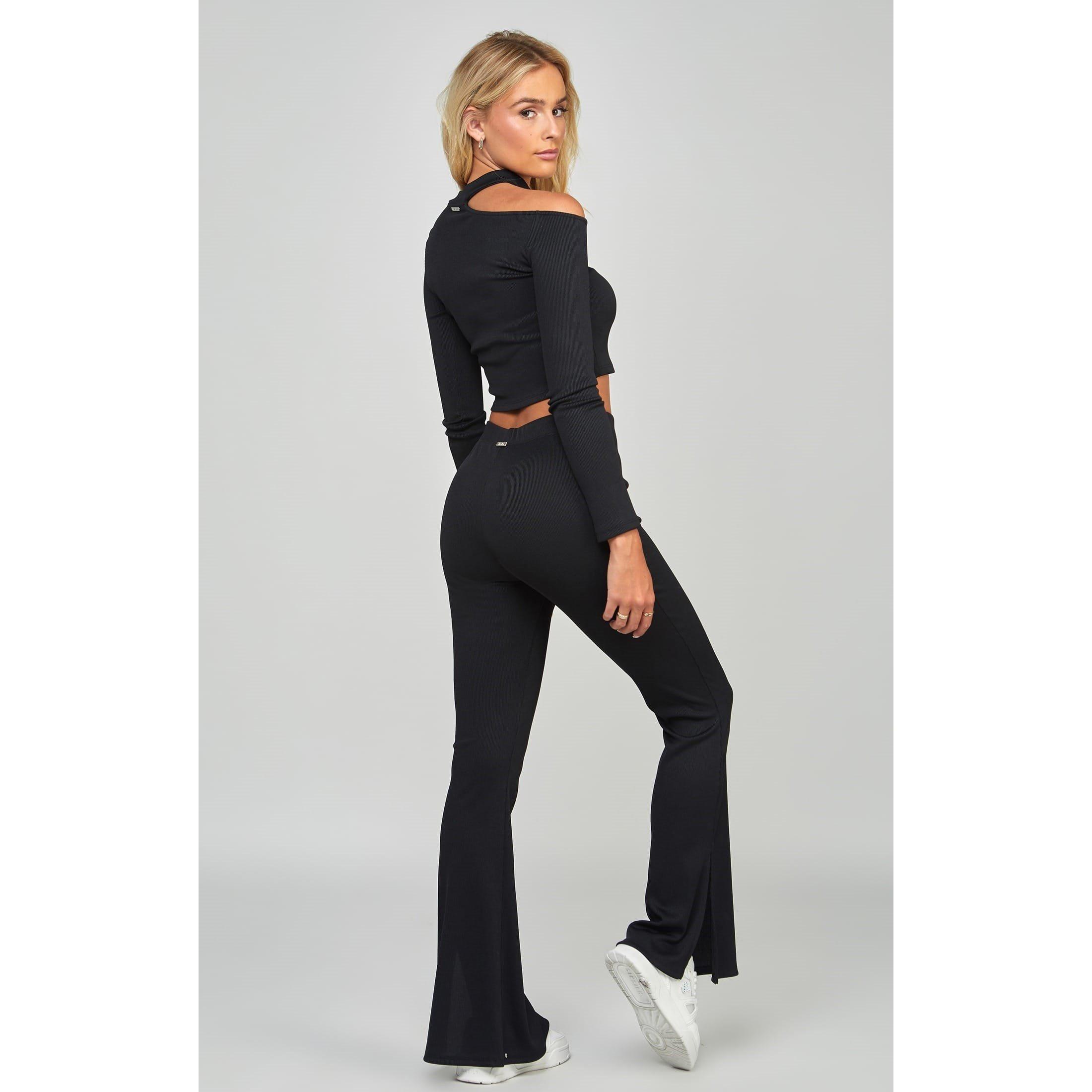 Black - SikSilk - Ribbed Long Sleeve Top - 5