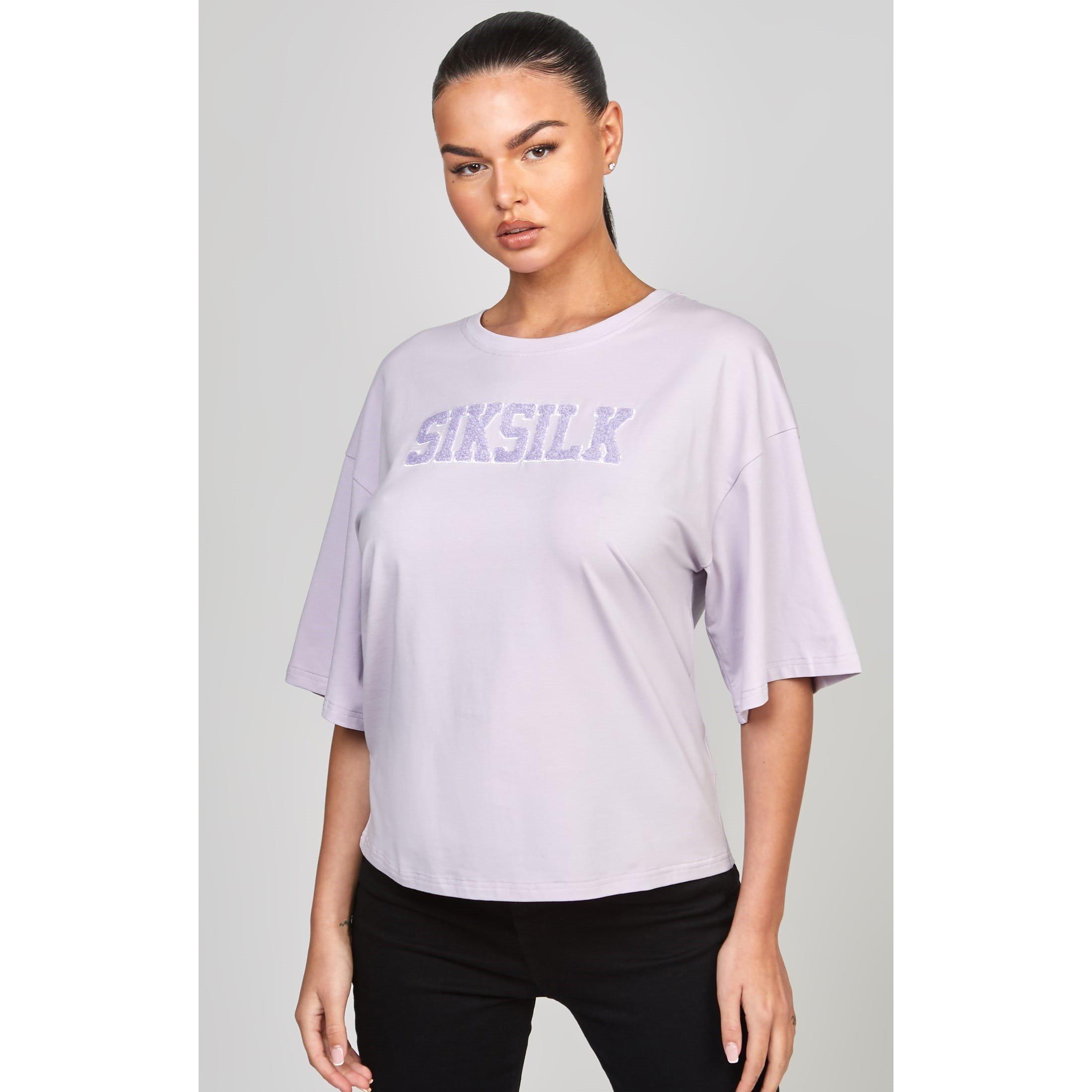 Purple - SikSilk - Varsity Logo Cropped T-Shirt - 1