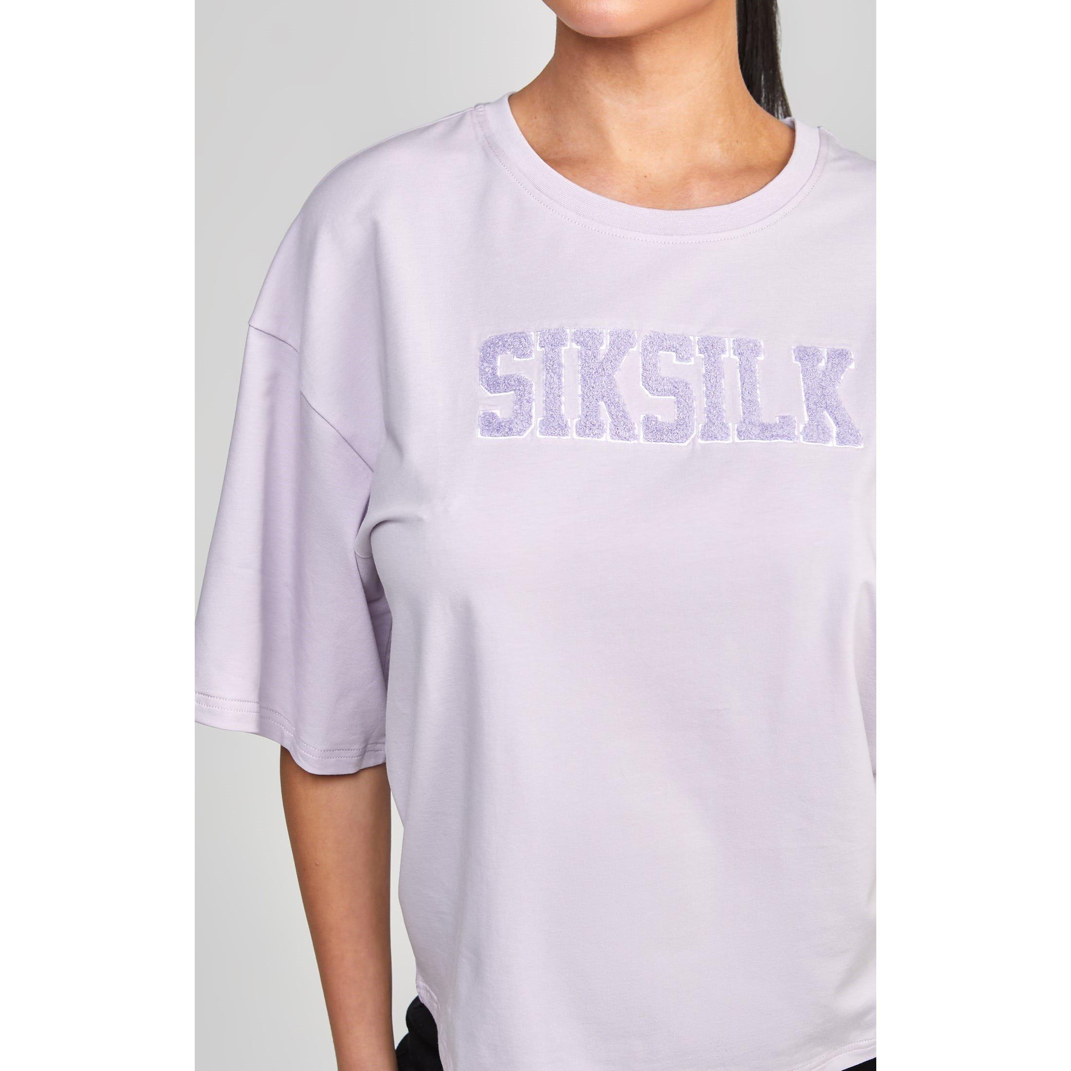 Purple - SikSilk - Varsity Logo Cropped T-Shirt - 2