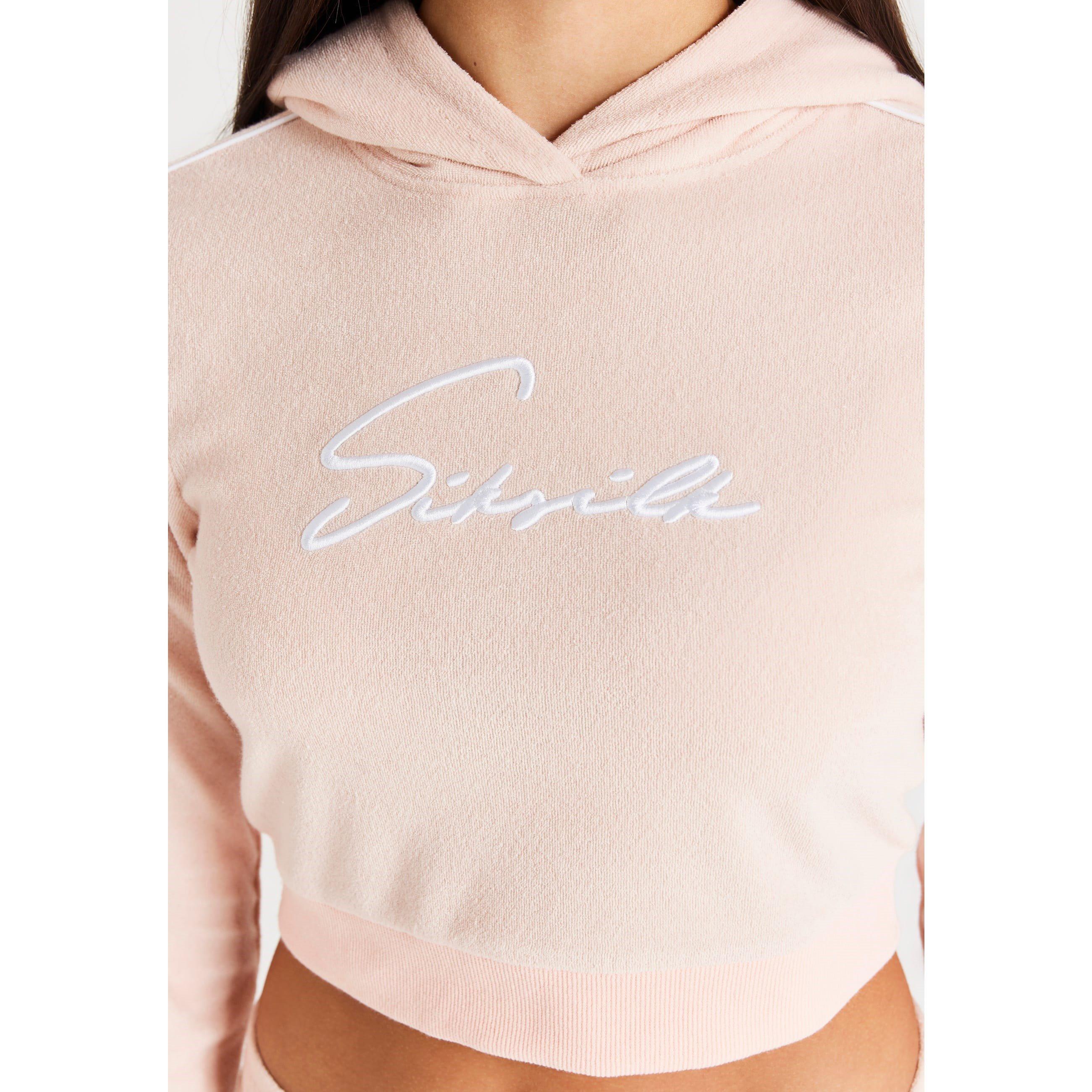 Pink - SikSilk - Signature Towelling Cropped Hoodie - 2