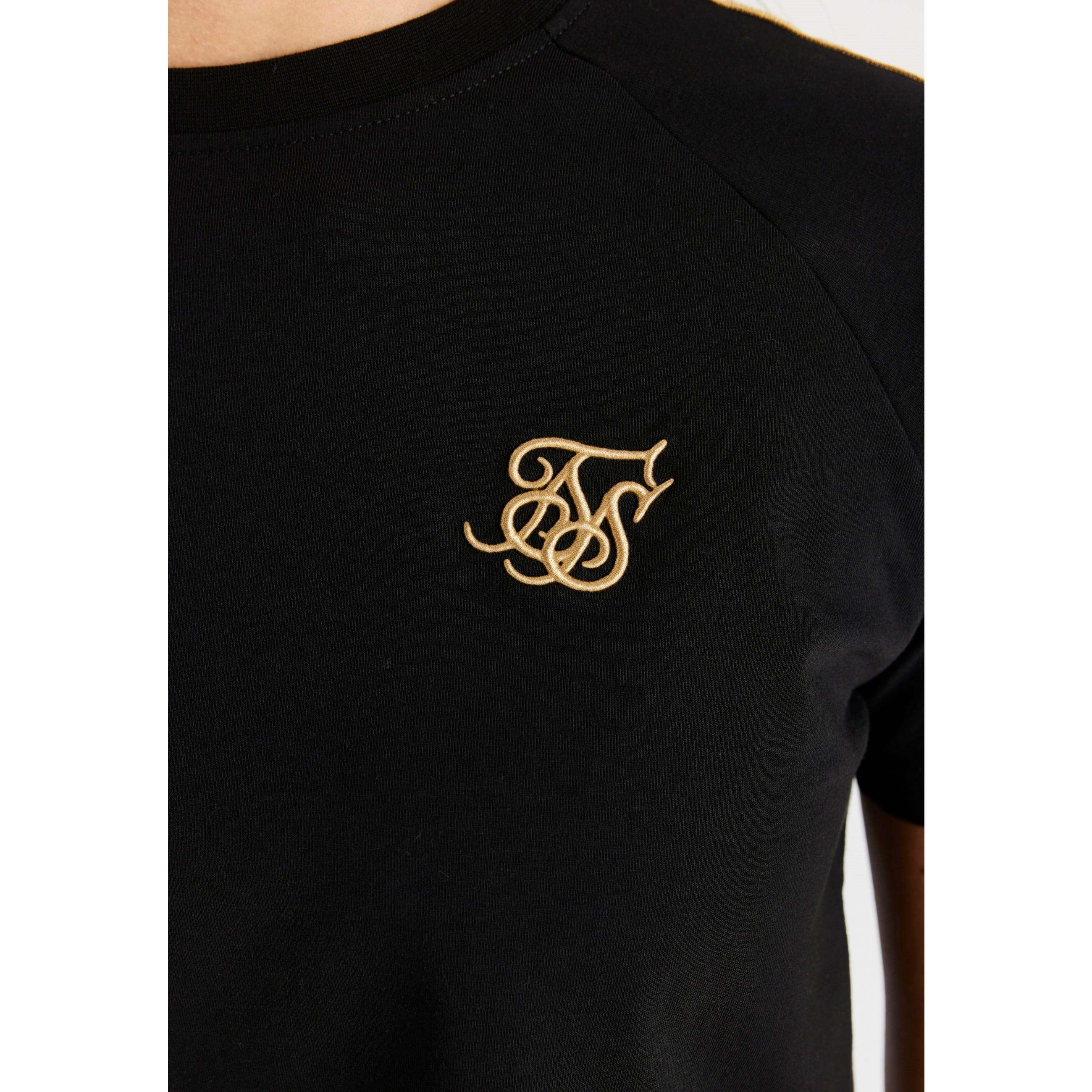 Black - SikSilk - Metallic Taped Raglan T-Shirt - 2