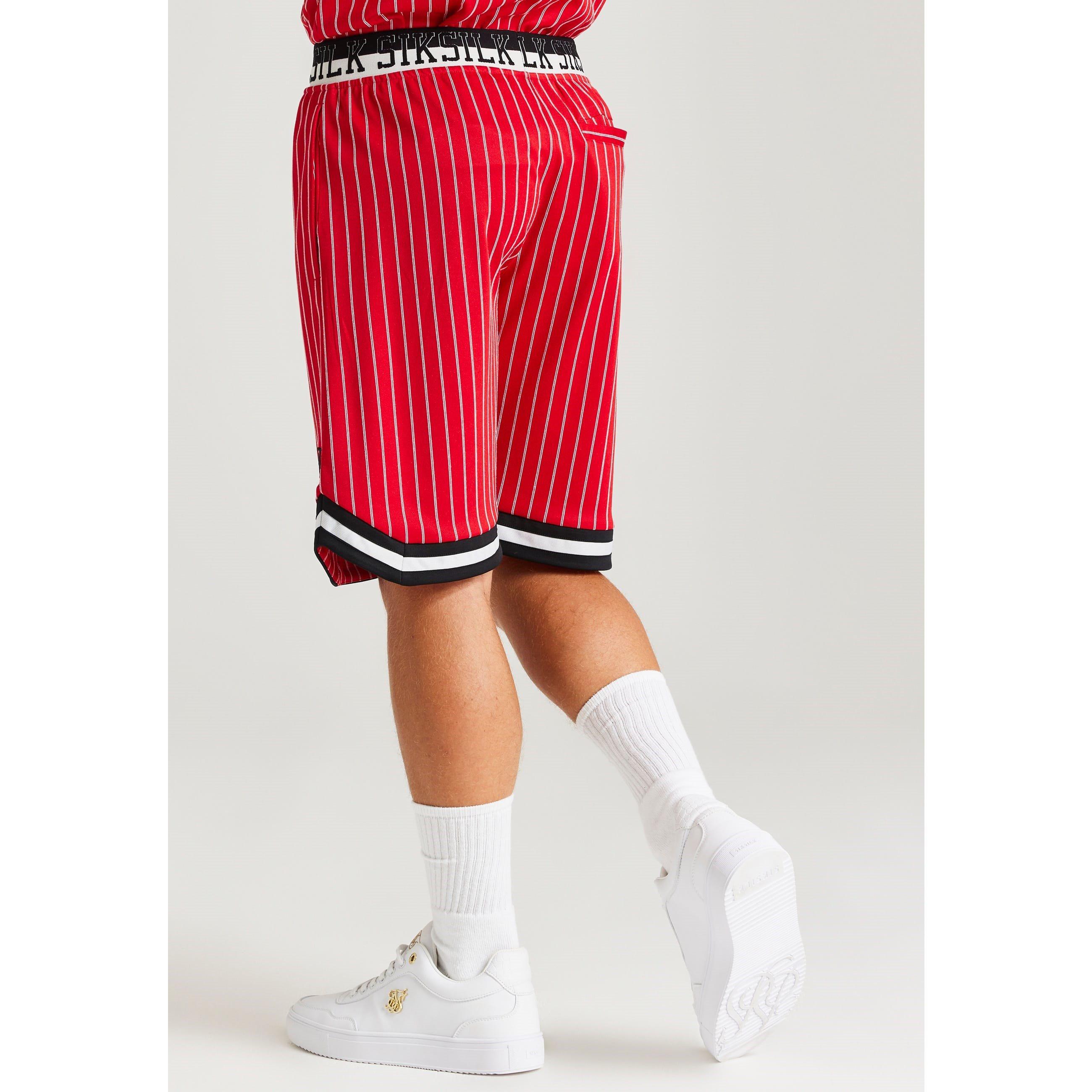Red - SikSilk - Retro Classic Basketball Shorts - 4