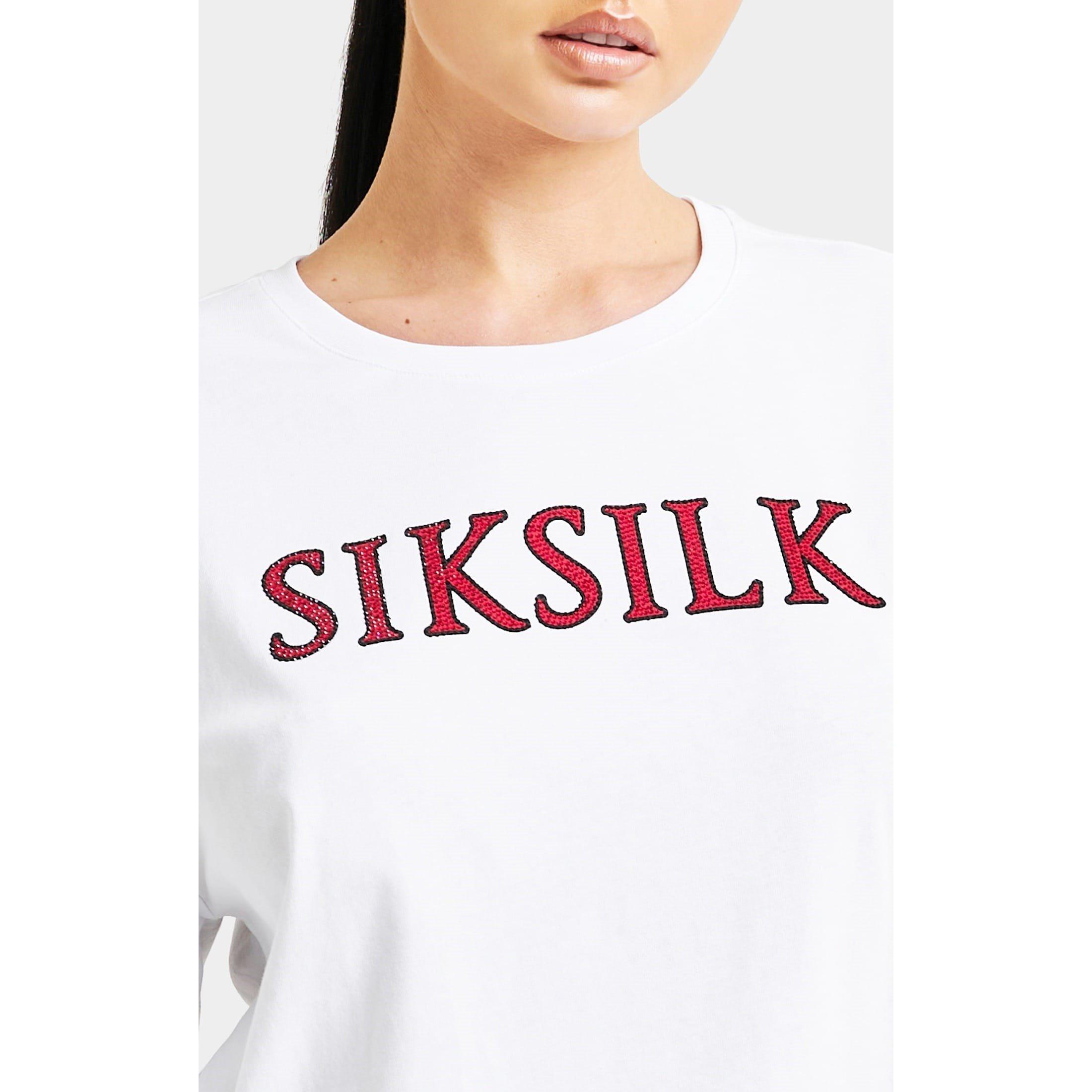 White - SikSilk - Sparkle Boxy Cropped T-Shirt - 2