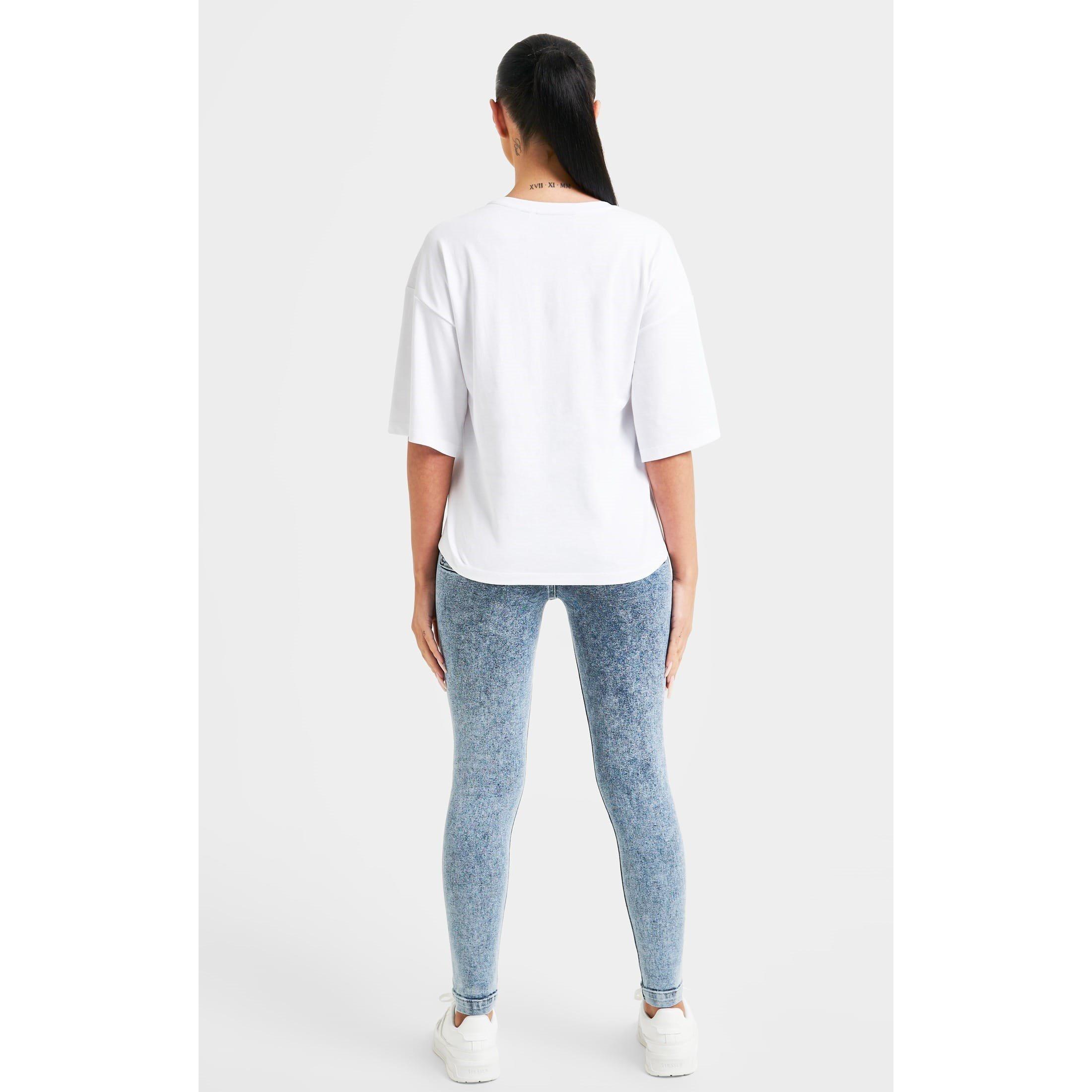 White - SikSilk - Sparkle Boxy Cropped T-Shirt - 5
