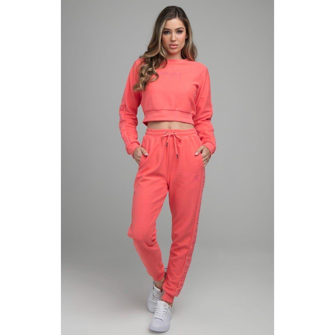 Pink - SikSilk - Loopback Embroidered Cropped Sweatshirt - 4