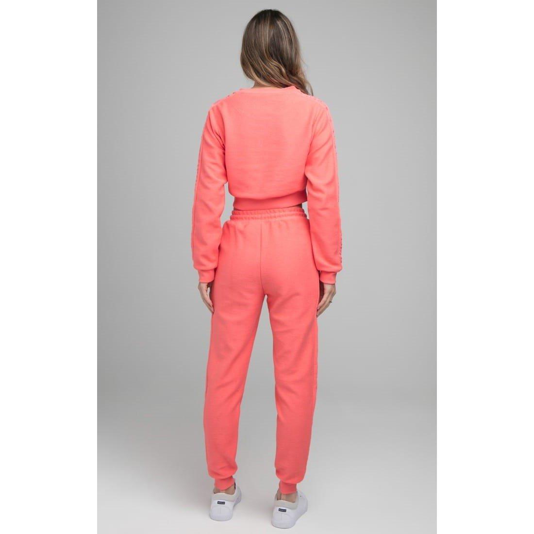 Pink - SikSilk - Loopback Embroidered Cropped Sweatshirt - 5