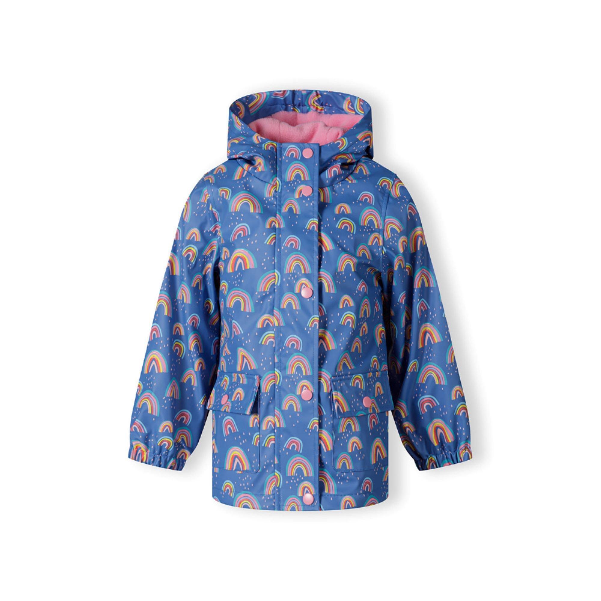 Royal Blue - Minoti - Girls rain jacket printed cobalt blue - 1