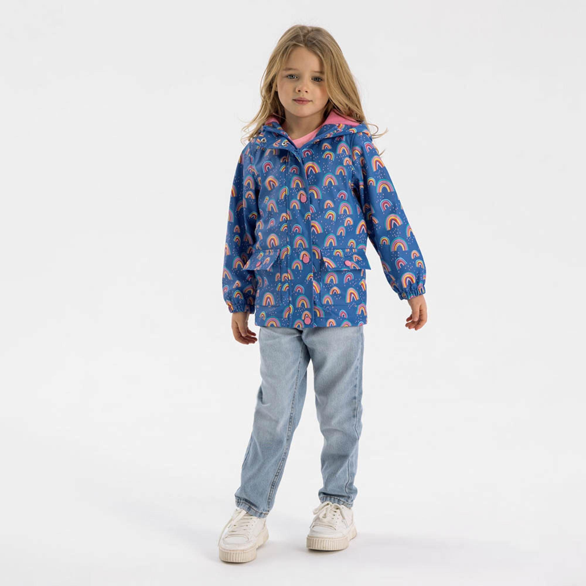 Royal Blue - Minoti - Girls rain jacket printed cobalt blue - 2