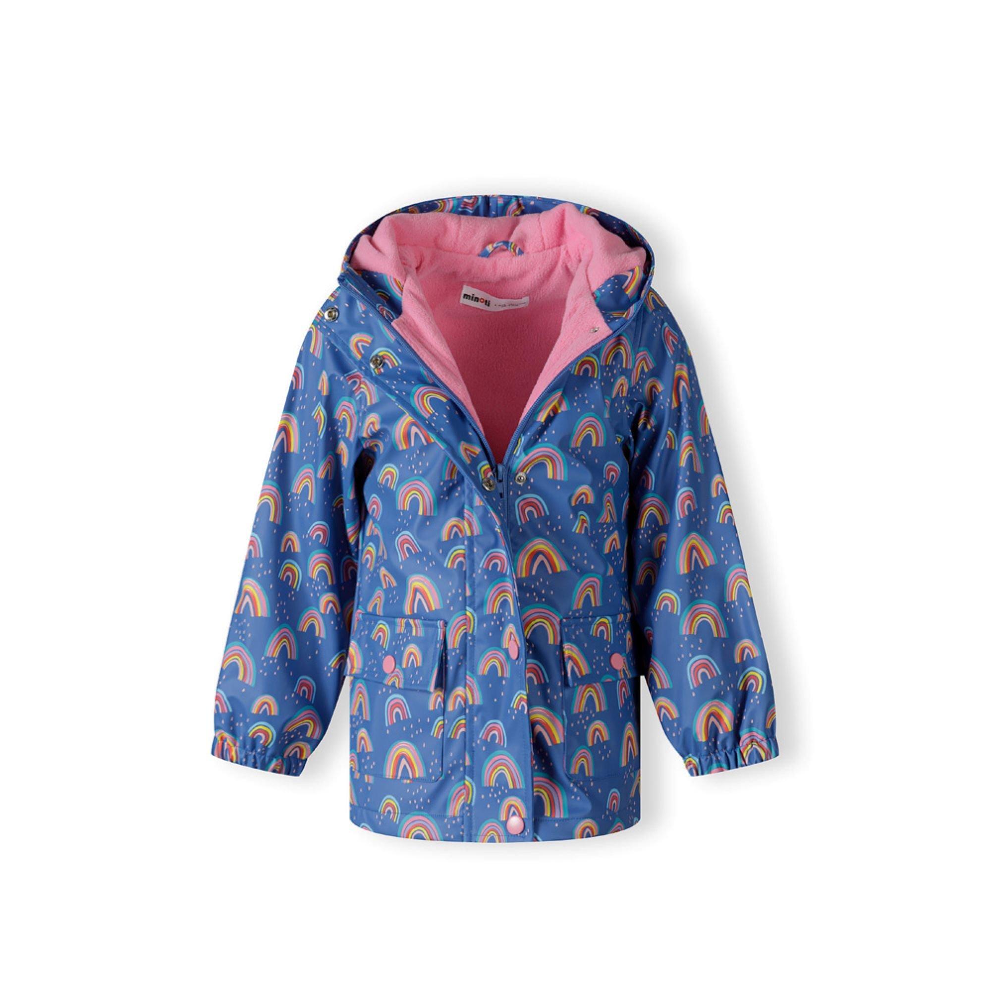 Royal Blue - Minoti - Girls rain jacket printed cobalt blue - 4