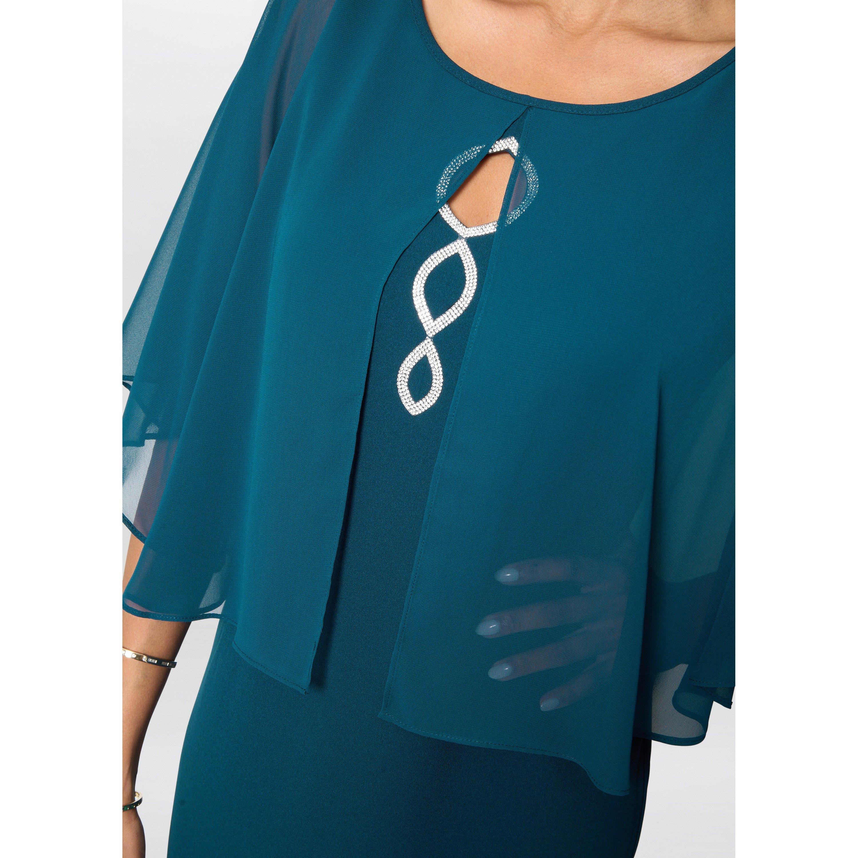 Dark Green - Gina Bacconi - Cherri Dress With Chiffon Overlay - 4