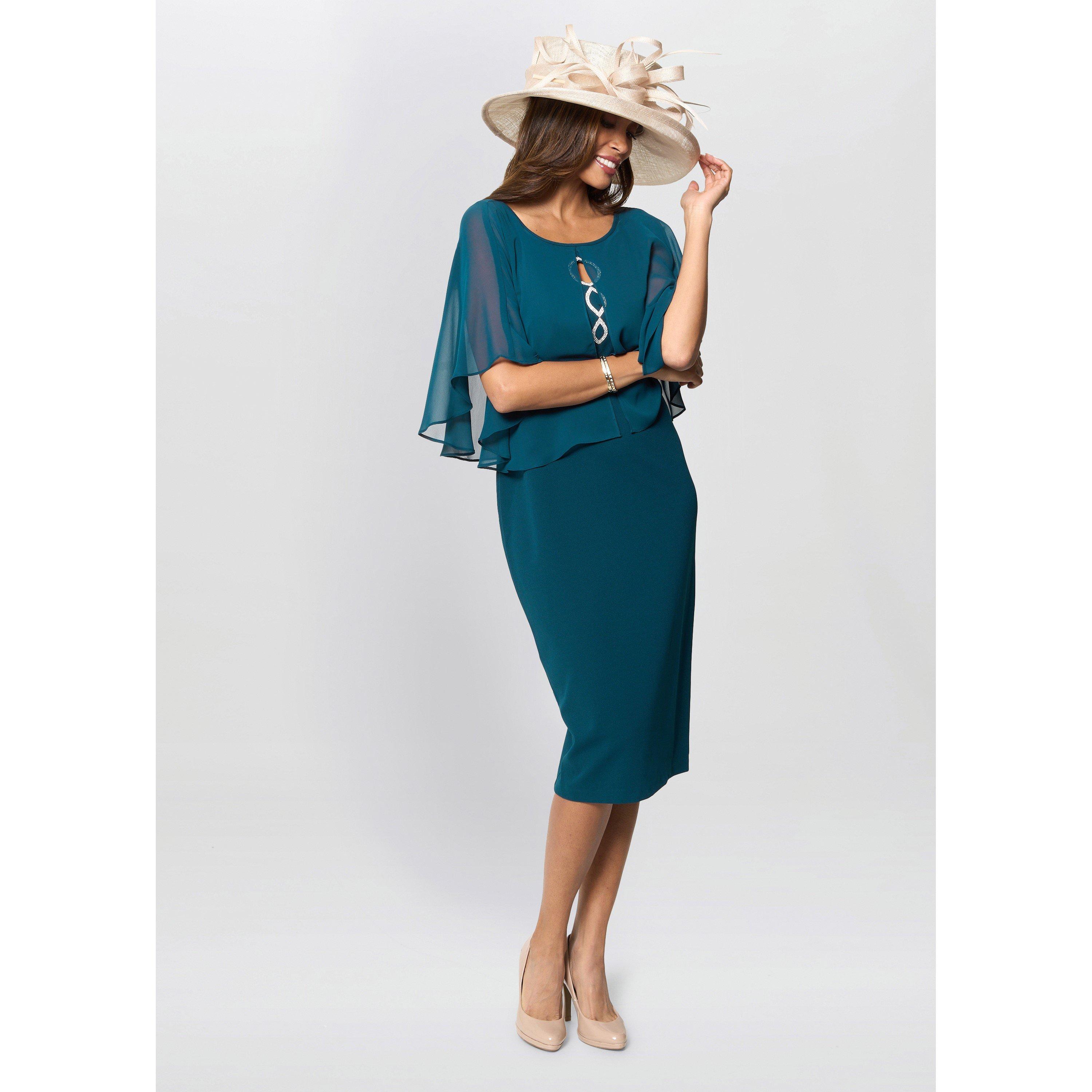 Dark Green - Gina Bacconi - Cherri Dress With Chiffon Overlay - 6