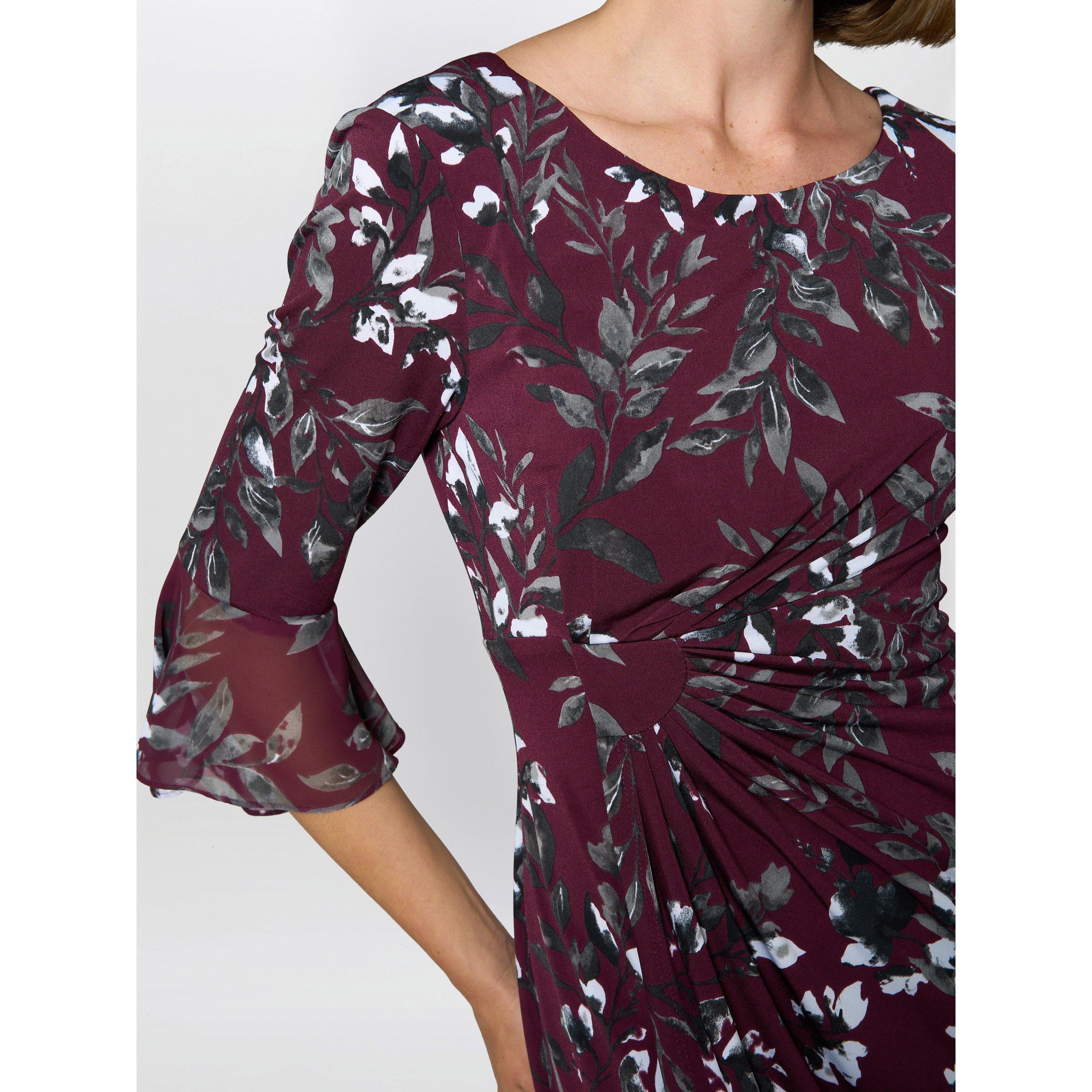 Burgundy - Gina Bacconi - Kristin Floral Sheath Dress - 5