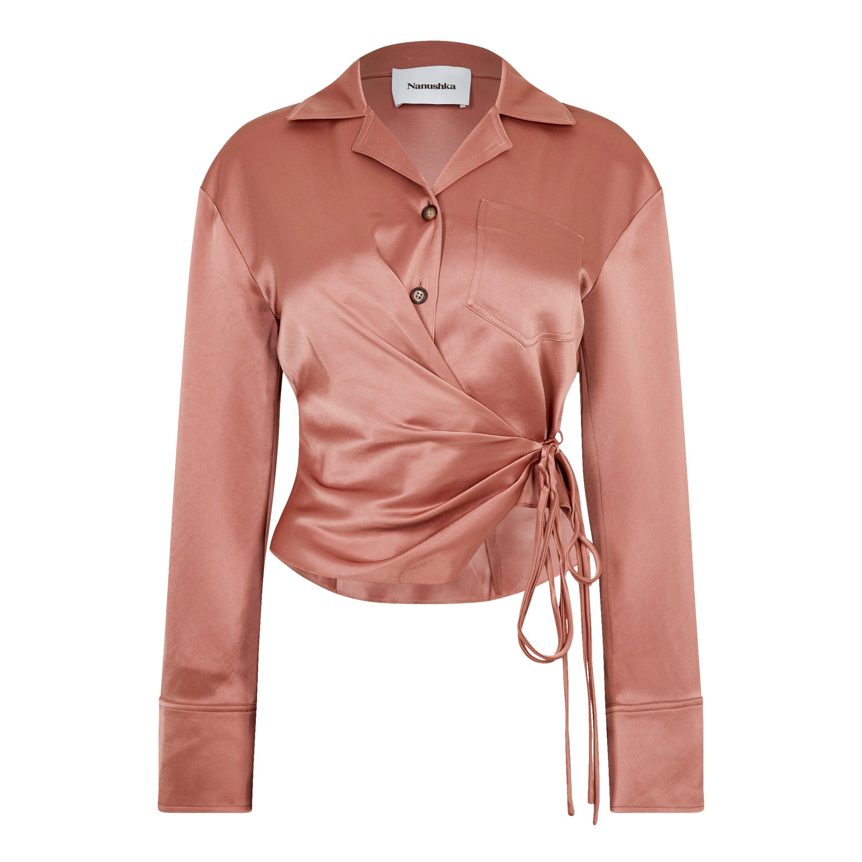 Brown Terra - Nanushka - Women's Merano Long-Sleeve Plain Shirt - 4