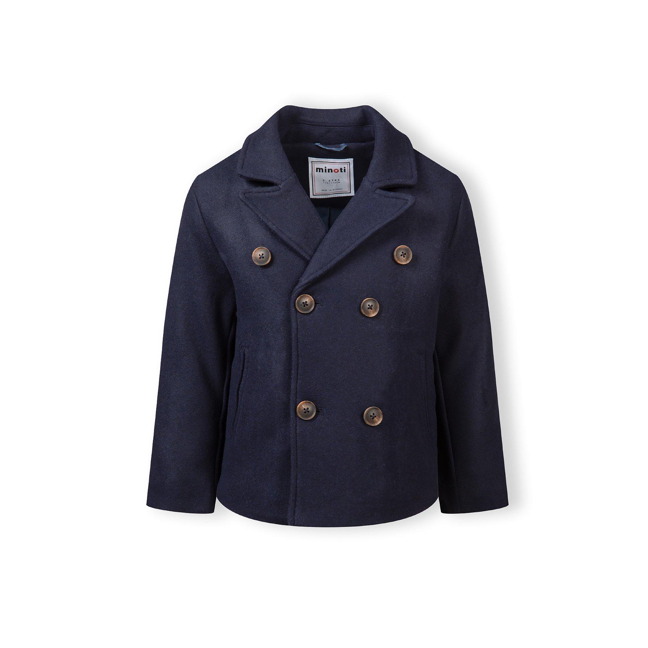 Navy - Minoti - Boys coat double breasted with lapel navy - 1