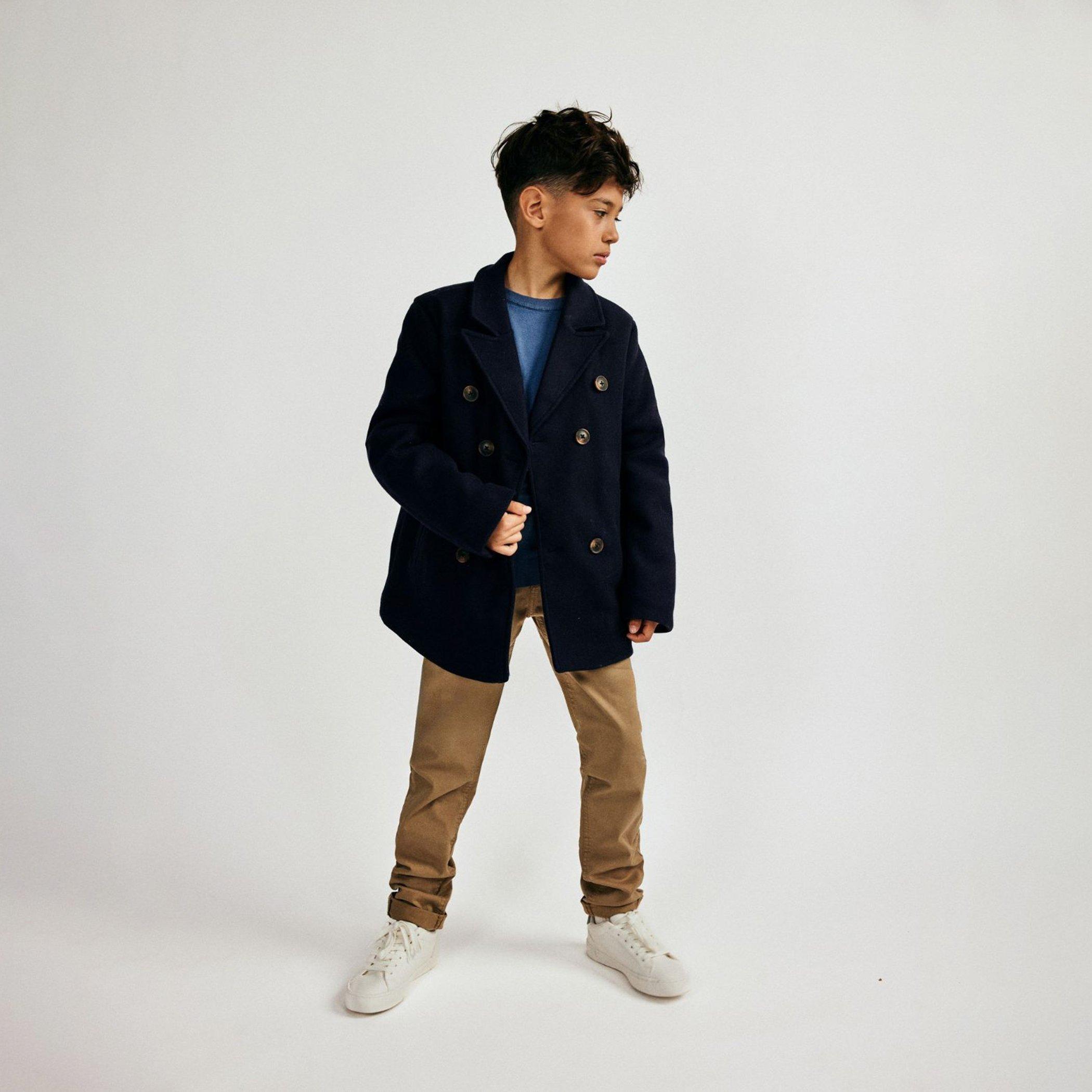 Marineblauw - Minoti - Boys coat double breasted with lapel navy - 2