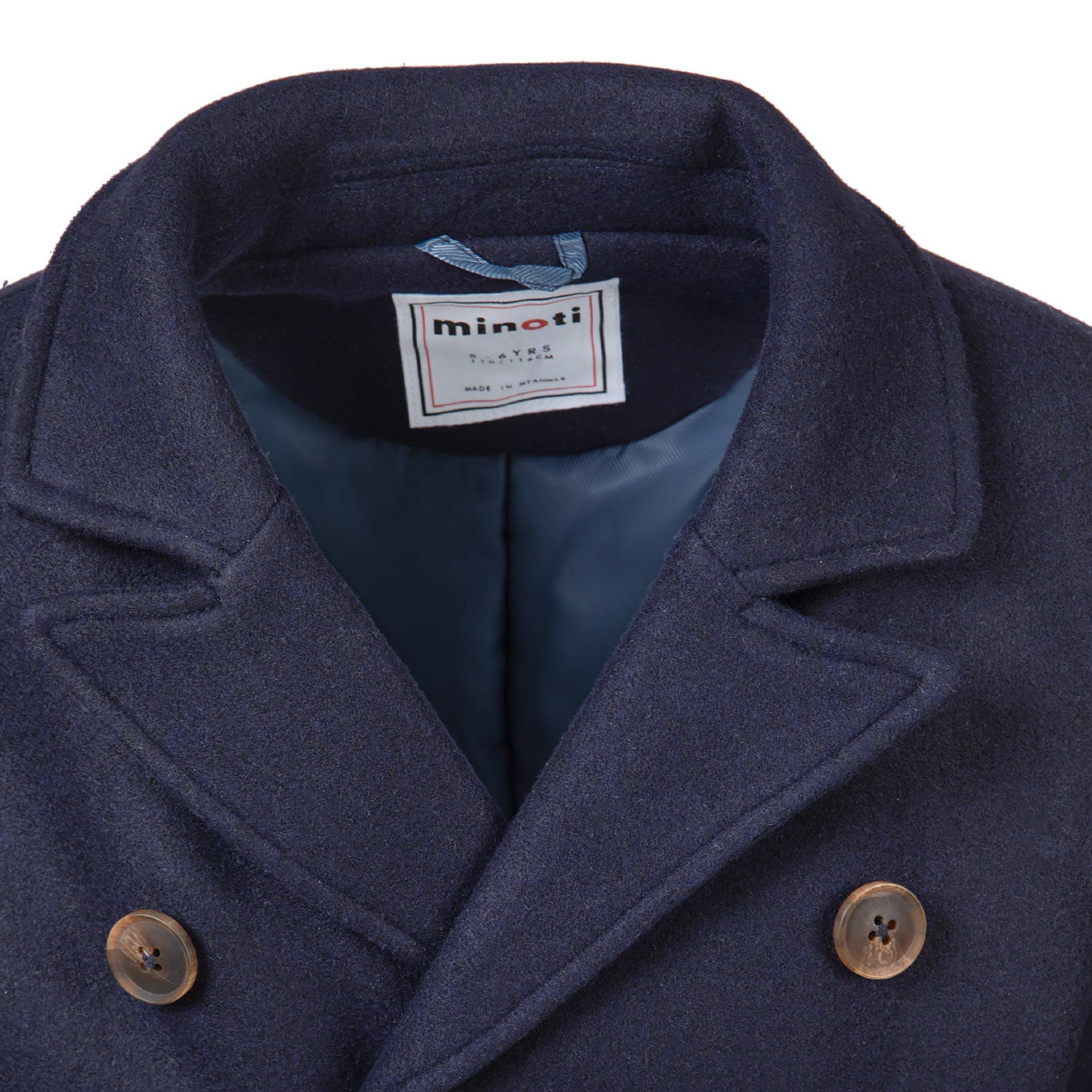 Marineblauw - Minoti - Boys coat double breasted with lapel navy - 6
