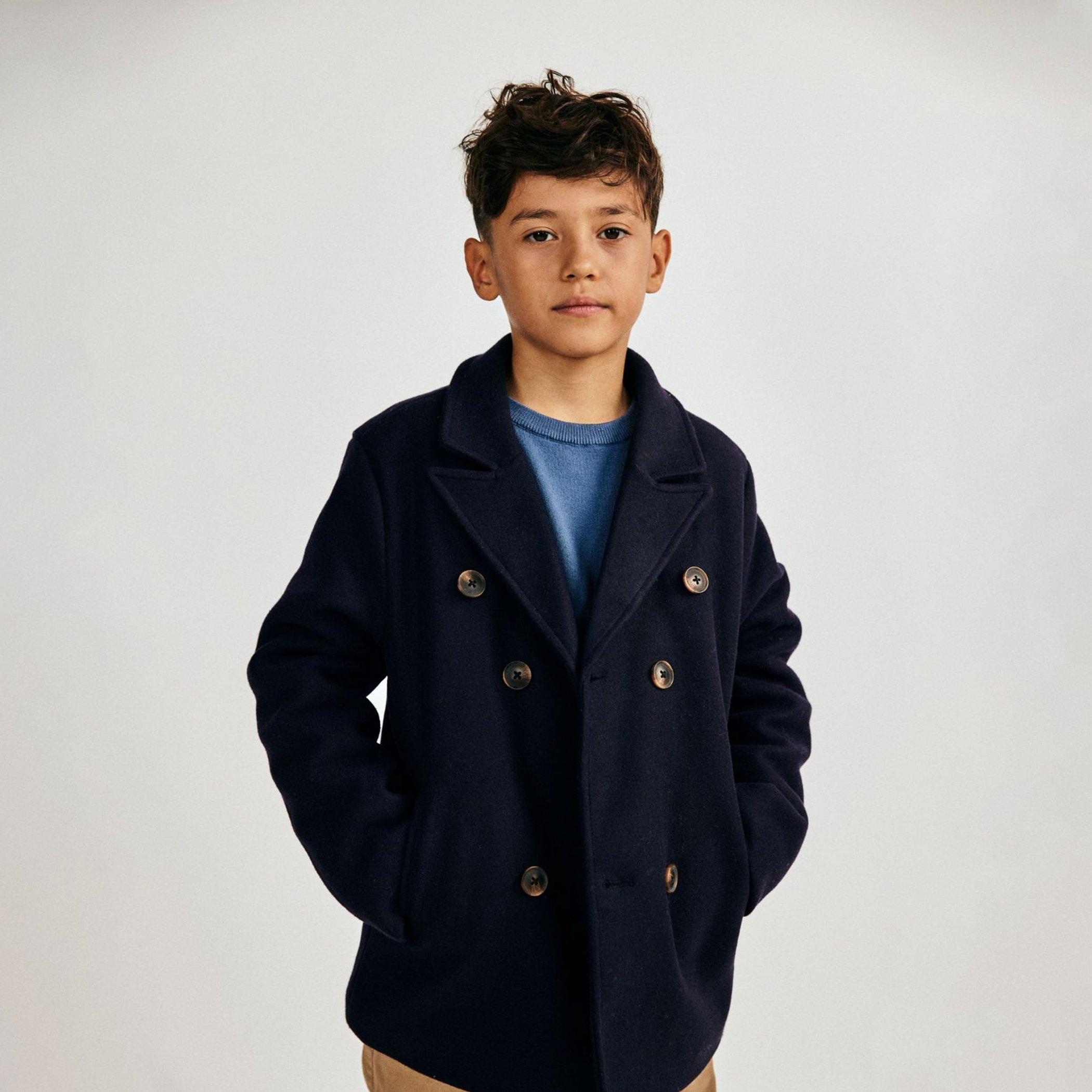 Marineblauw - Minoti - Boys coat double breasted with lapel navy - 3