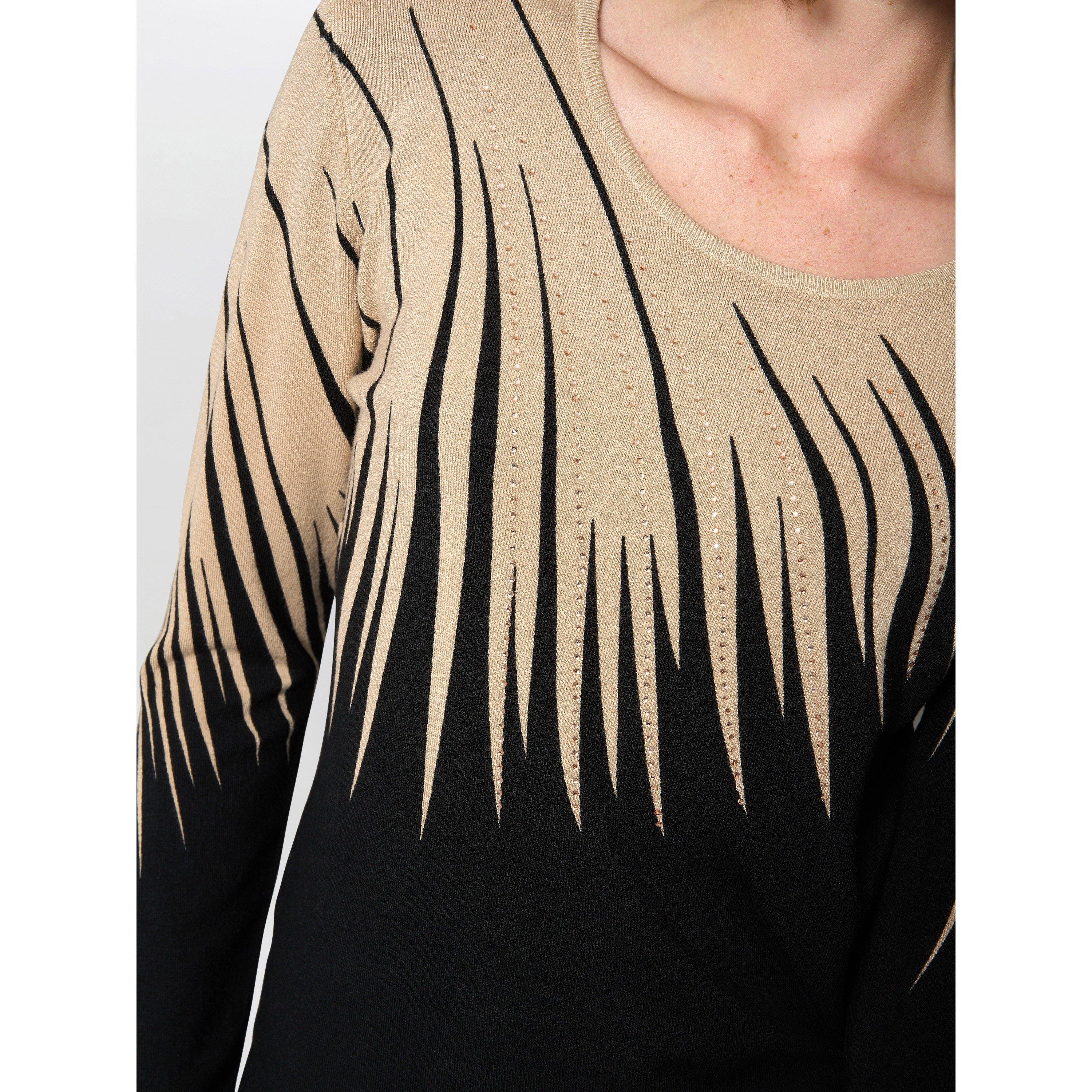 Black / Beige - Gina Bacconi - Neena Abstract Print Jumper - 5