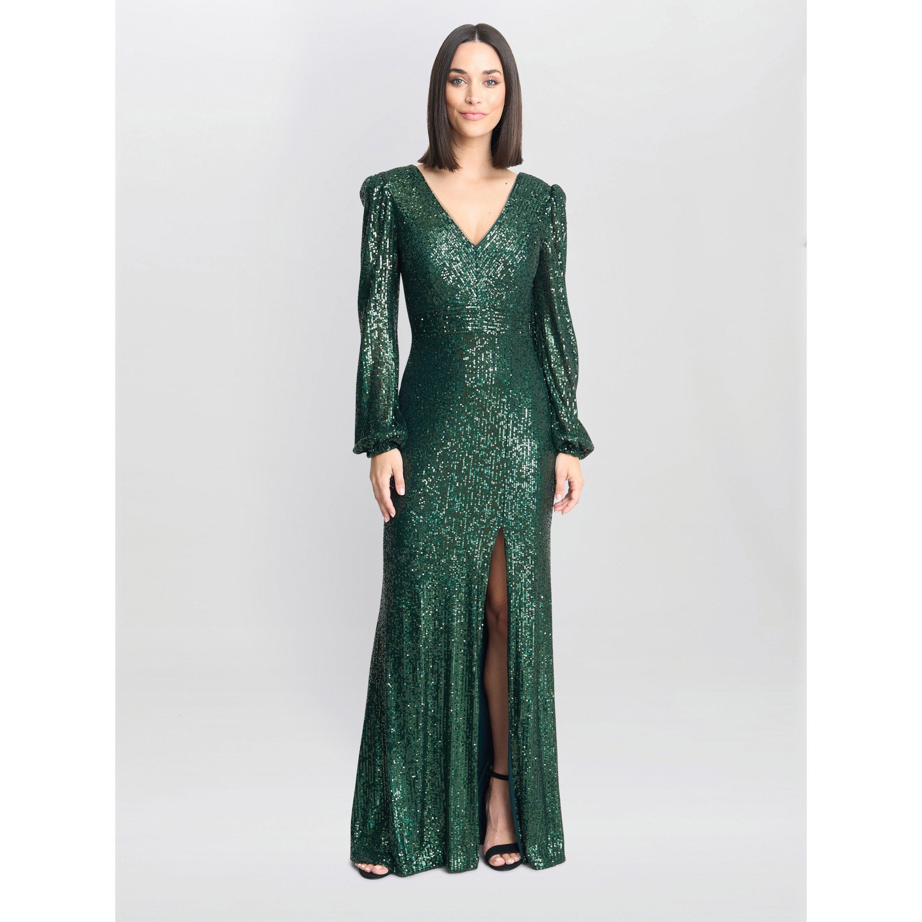 Bright Green - Gina Bacconi - Alison Sequn V Neck Maxi Dress - 4