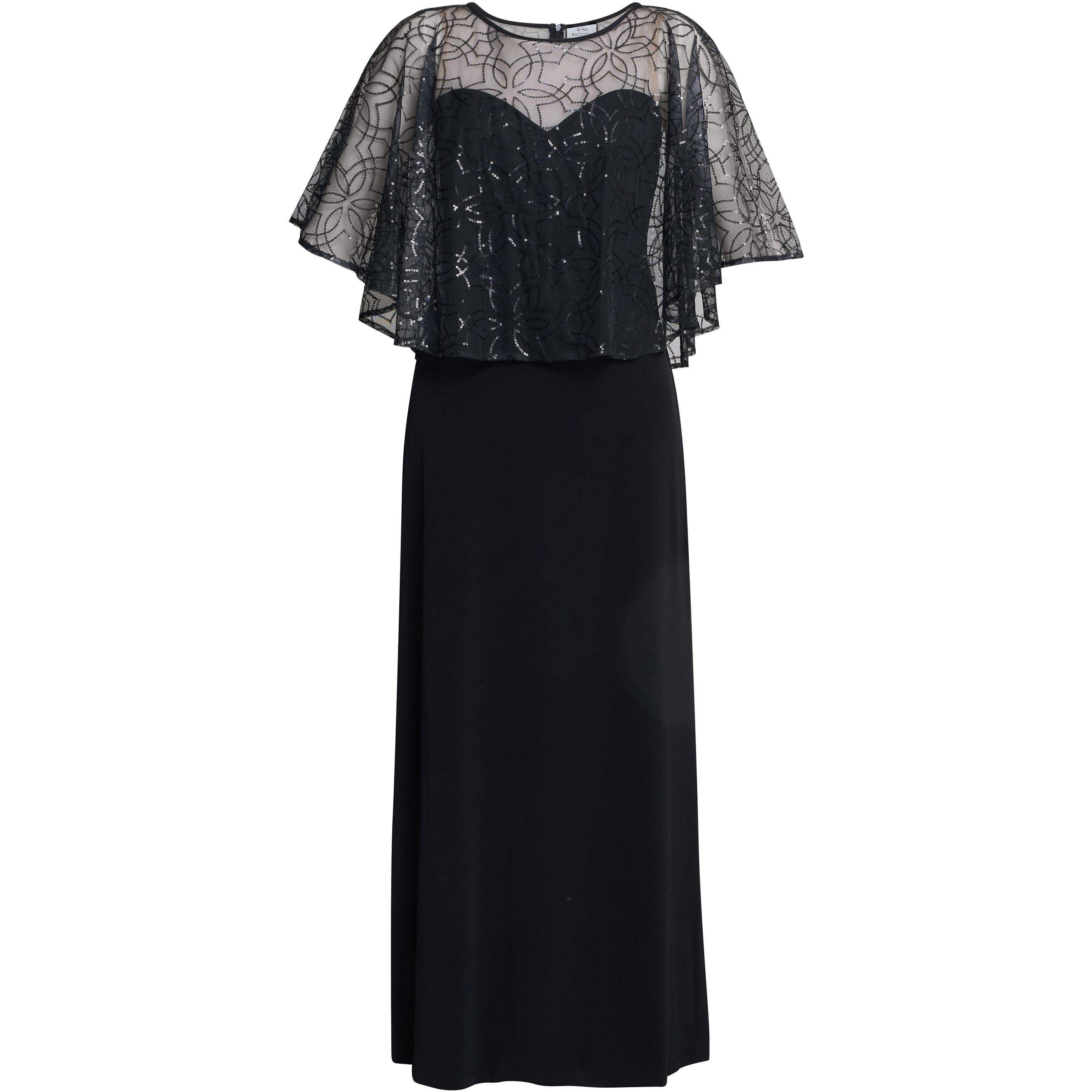 Gina Bacconi Women's Anoushka Maxi Dress With Sheer Cape - Black - 16