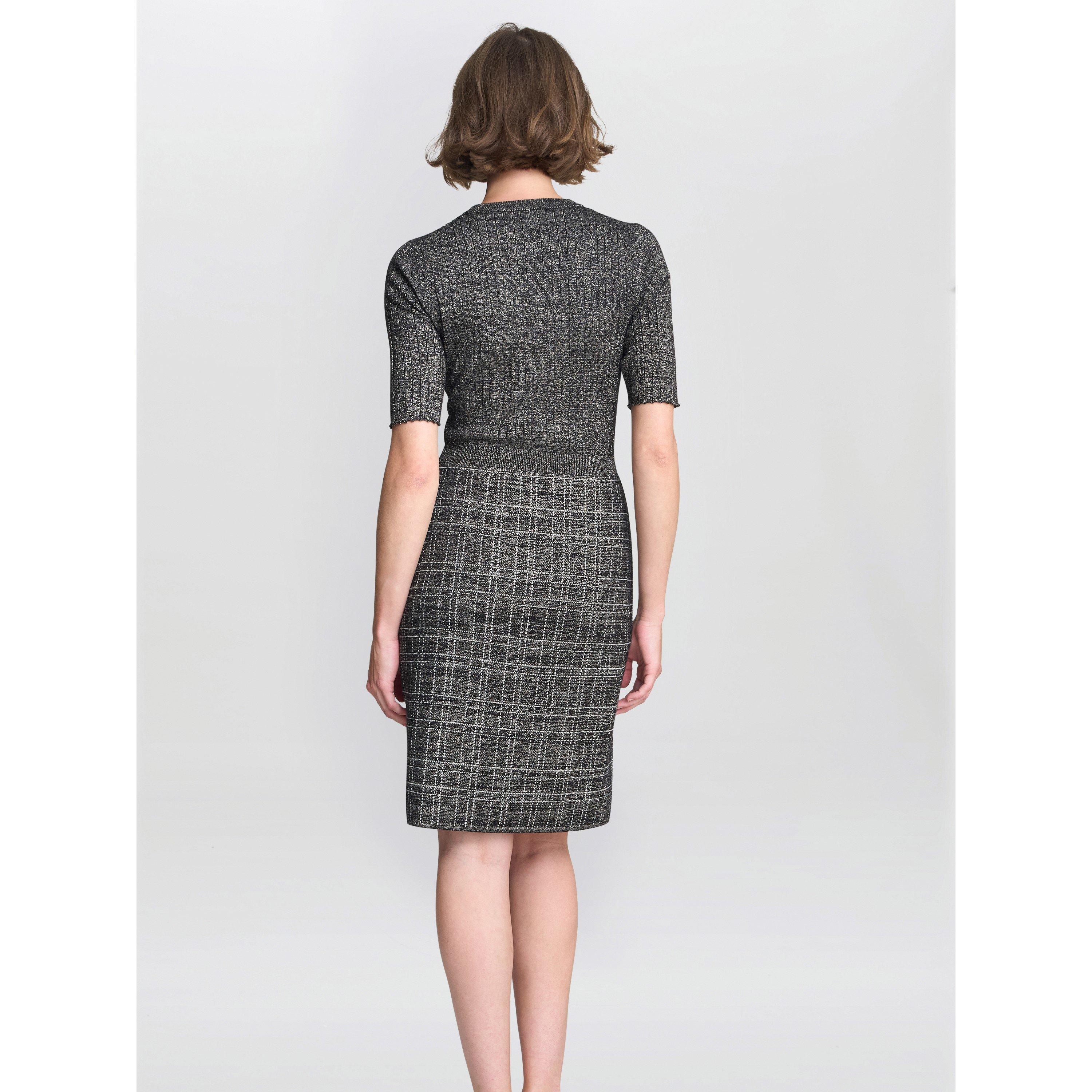 Black / Gold - Gina Bacconi - Antonella Button Detail Knit Dress - 3