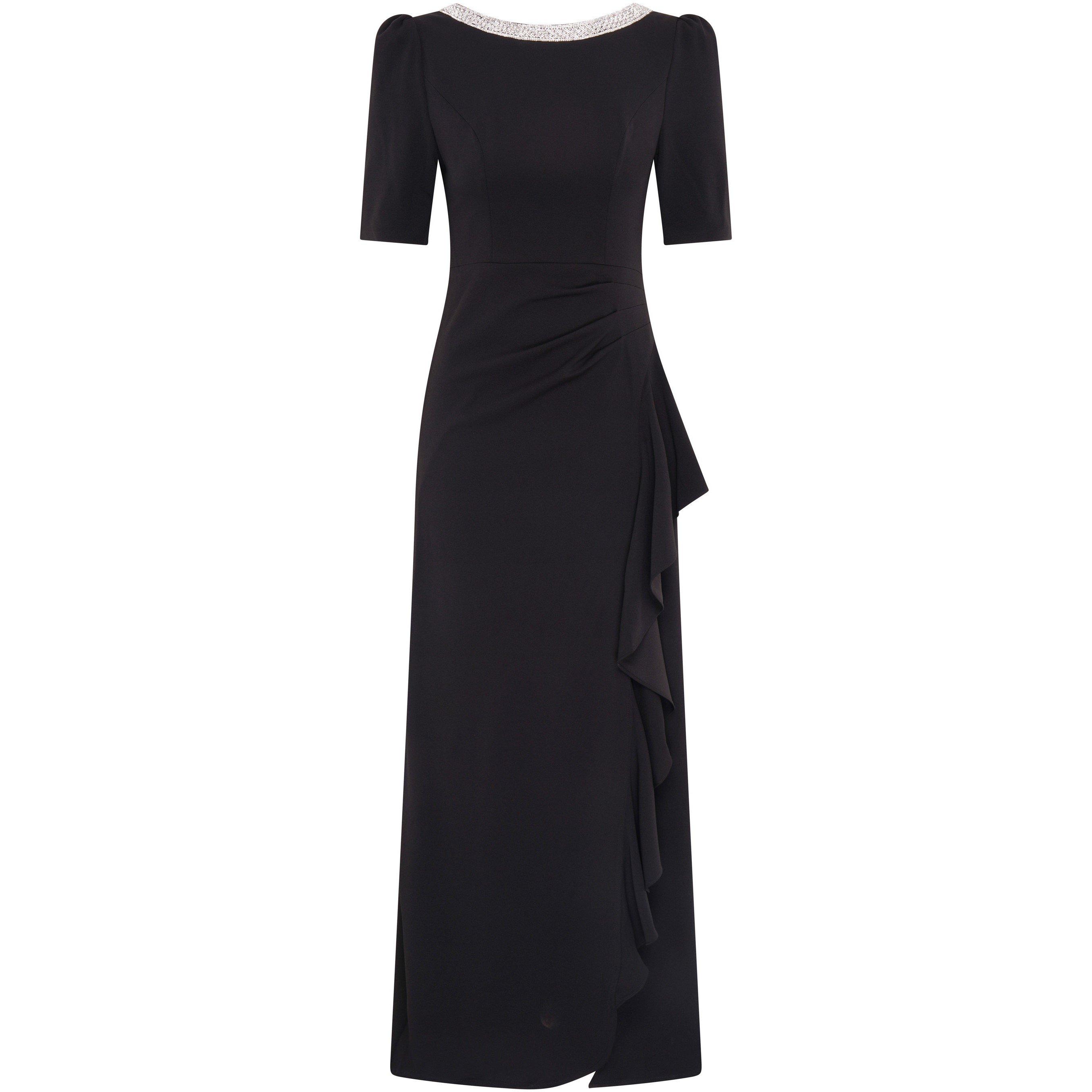 Black - Gina Bacconi - Paola Beaded Neck Maxi Dress - 1