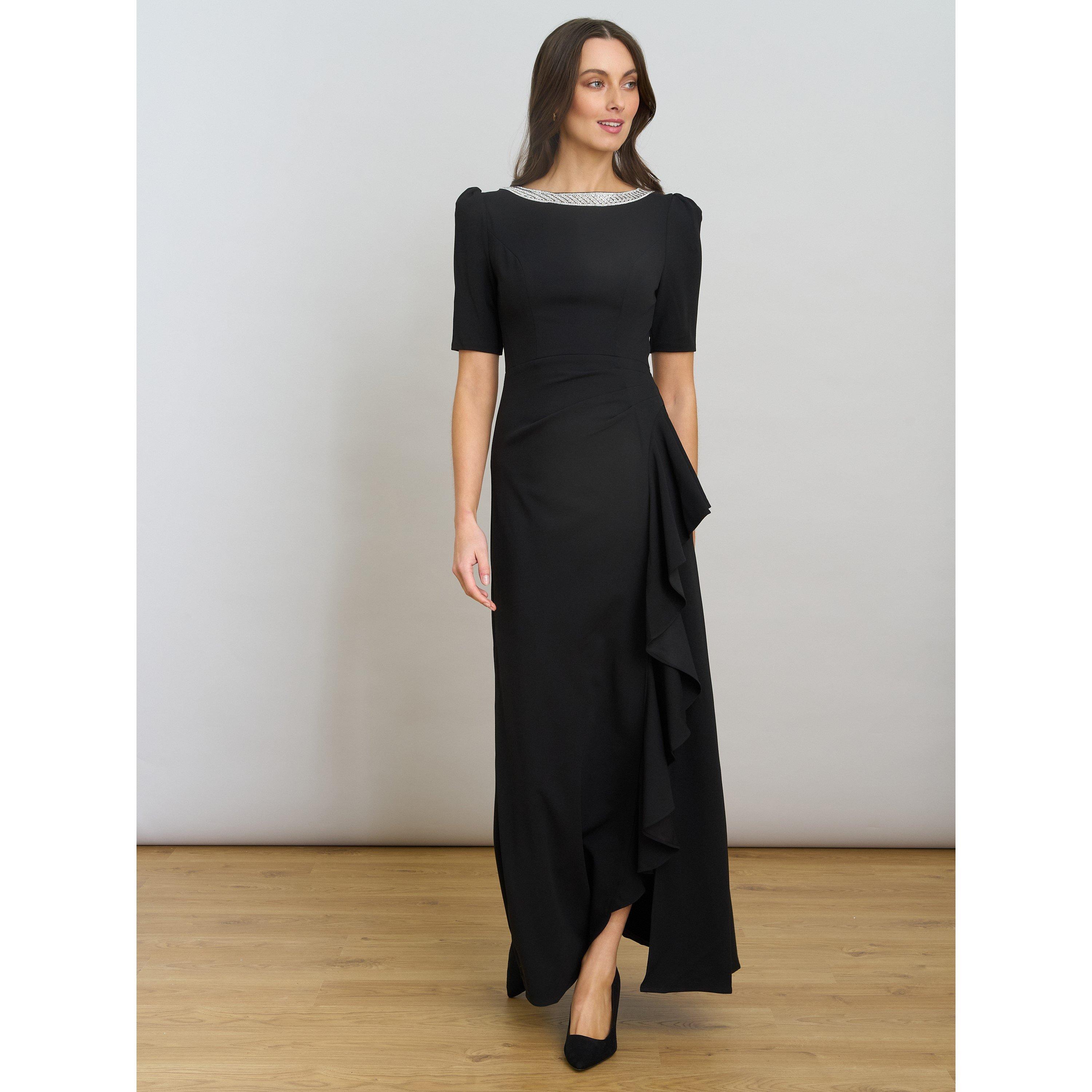 Black - Gina Bacconi - Paola Beaded Neck Maxi Dress - 2
