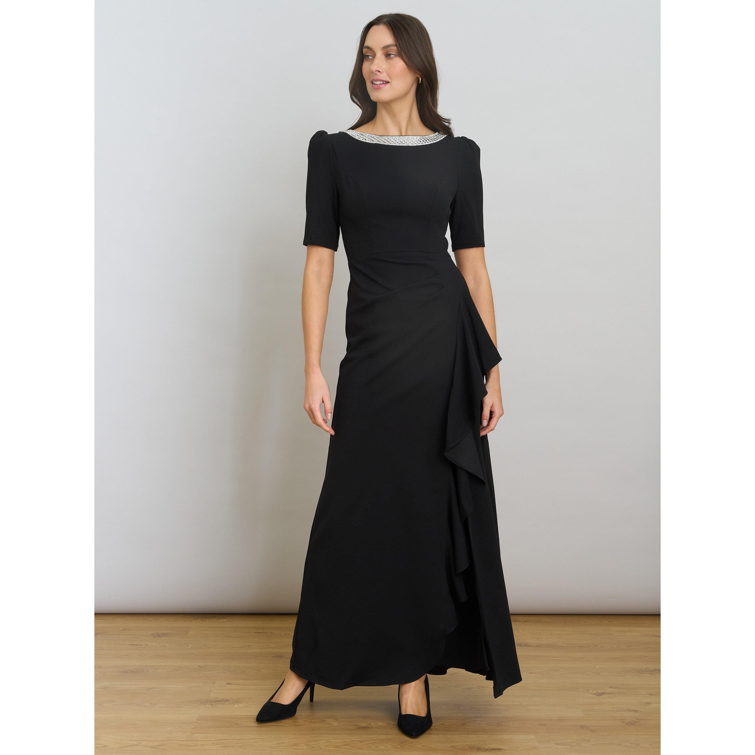 Black - Gina Bacconi - Paola Beaded Neck Maxi Dress - 4