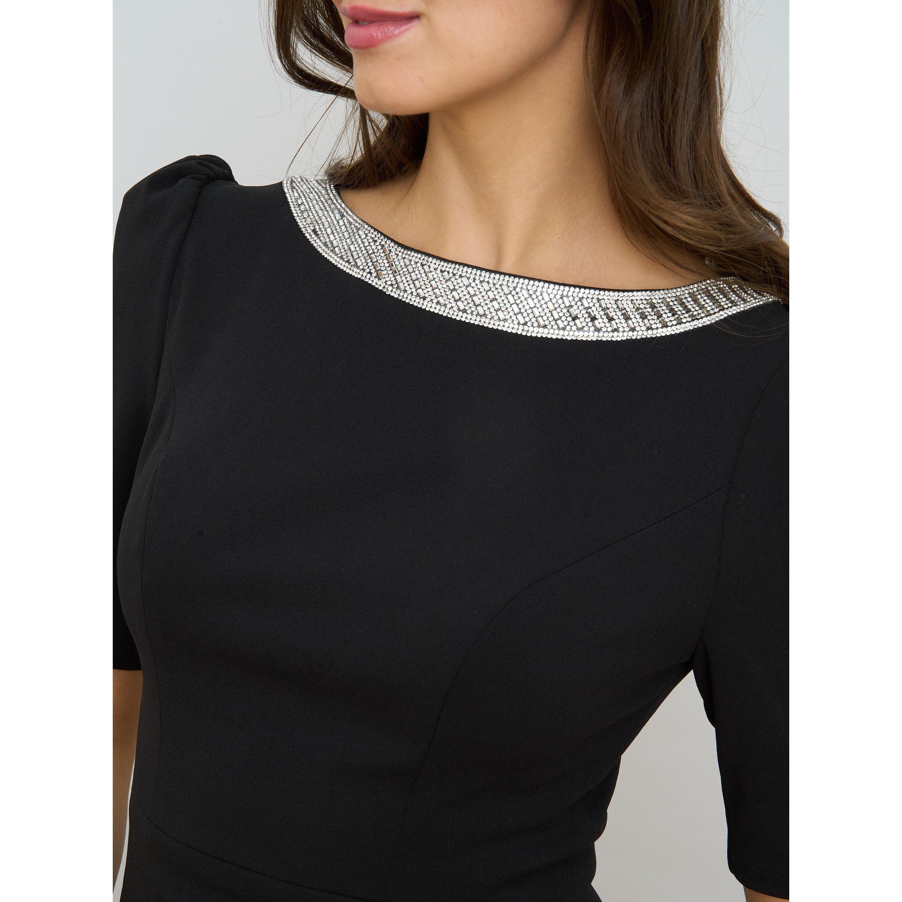 Black - Gina Bacconi - Paola Beaded Neck Maxi Dress - 5