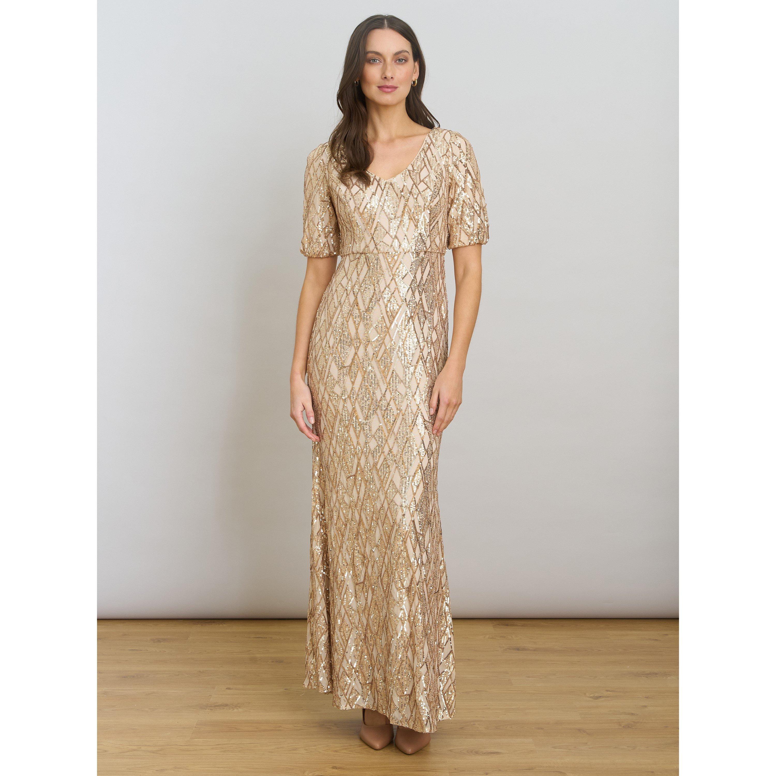 Gold - Gina Bacconi - Pat Sequin Maxi Dress - 2