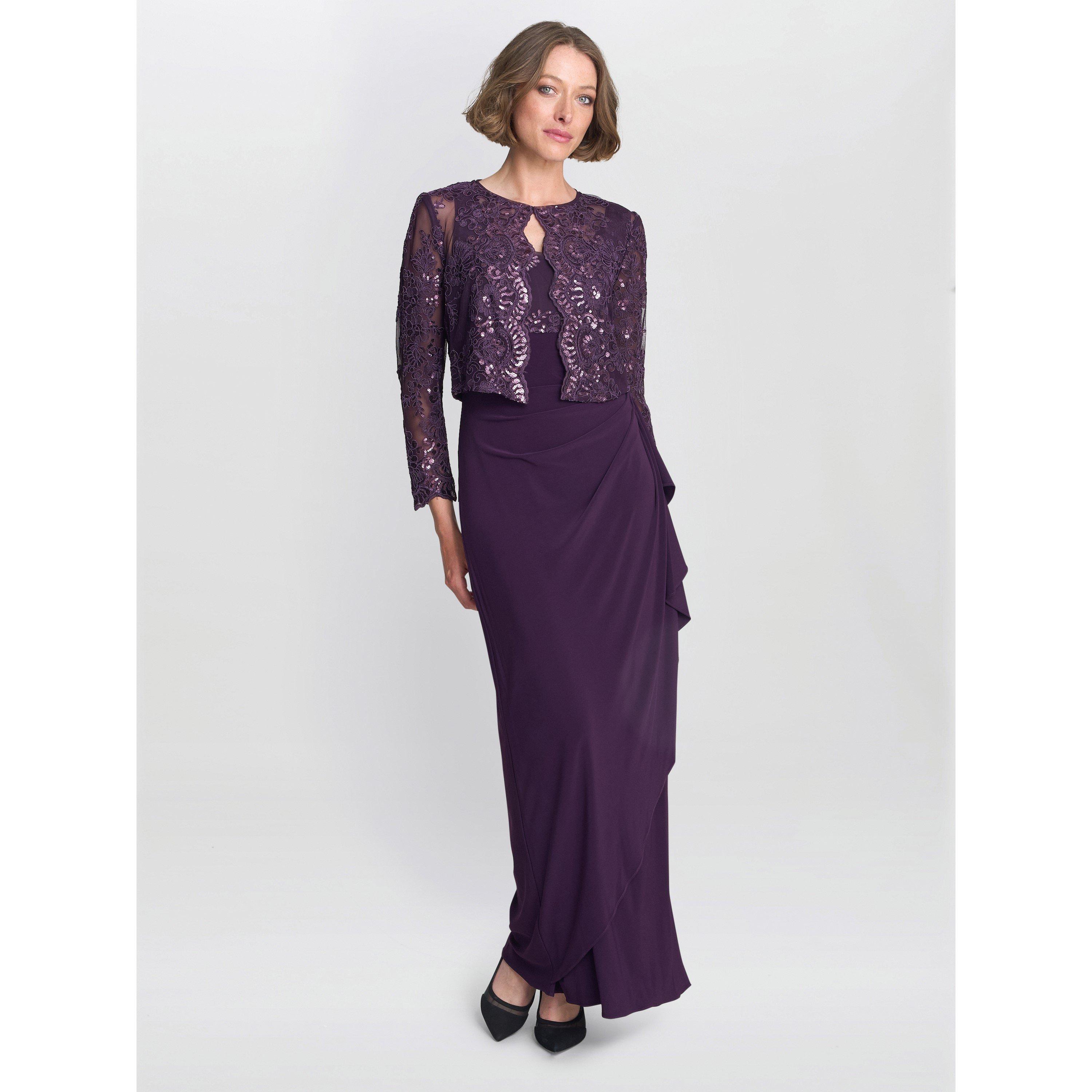 Eggplant - Gina Bacconi - Susanne Maxi Dress With Lace Jacket - 2