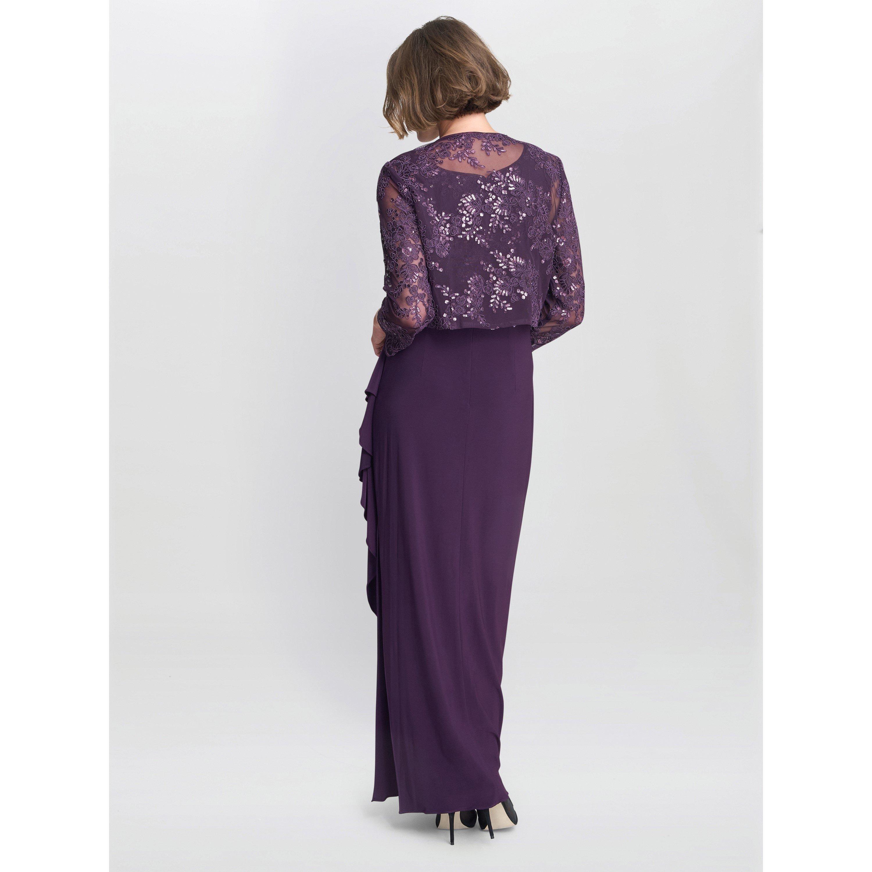 Eggplant - Gina Bacconi - Susanne Maxi Dress With Lace Jacket - 3