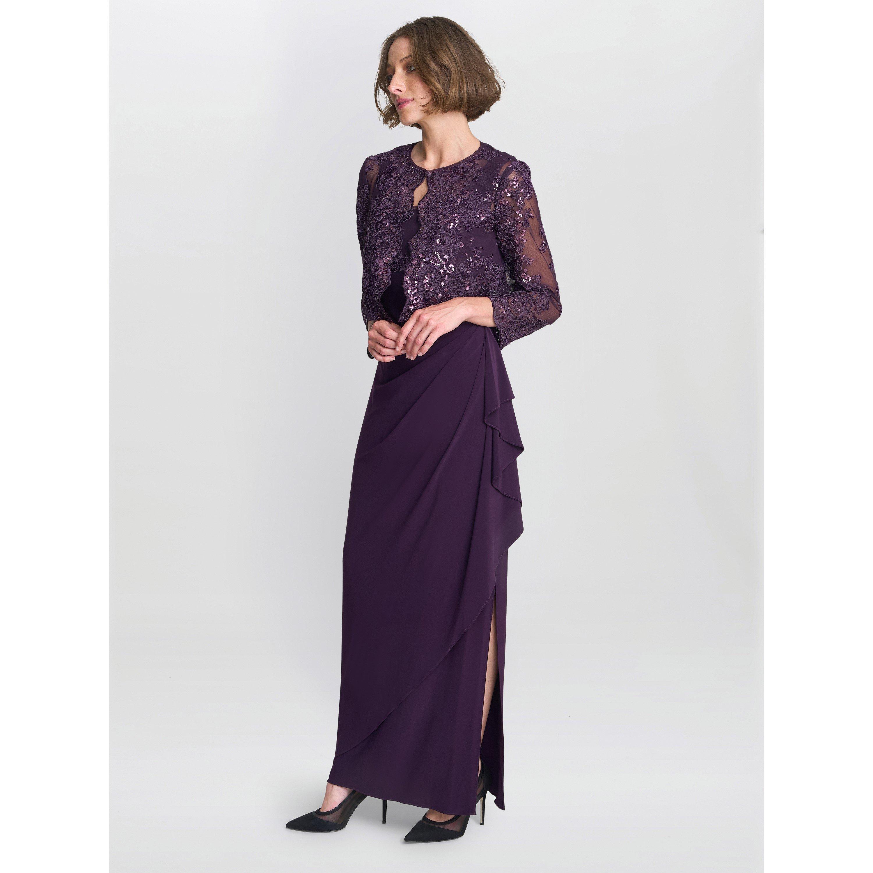 Eggplant - Gina Bacconi - Susanne Maxi Dress With Lace Jacket - 4